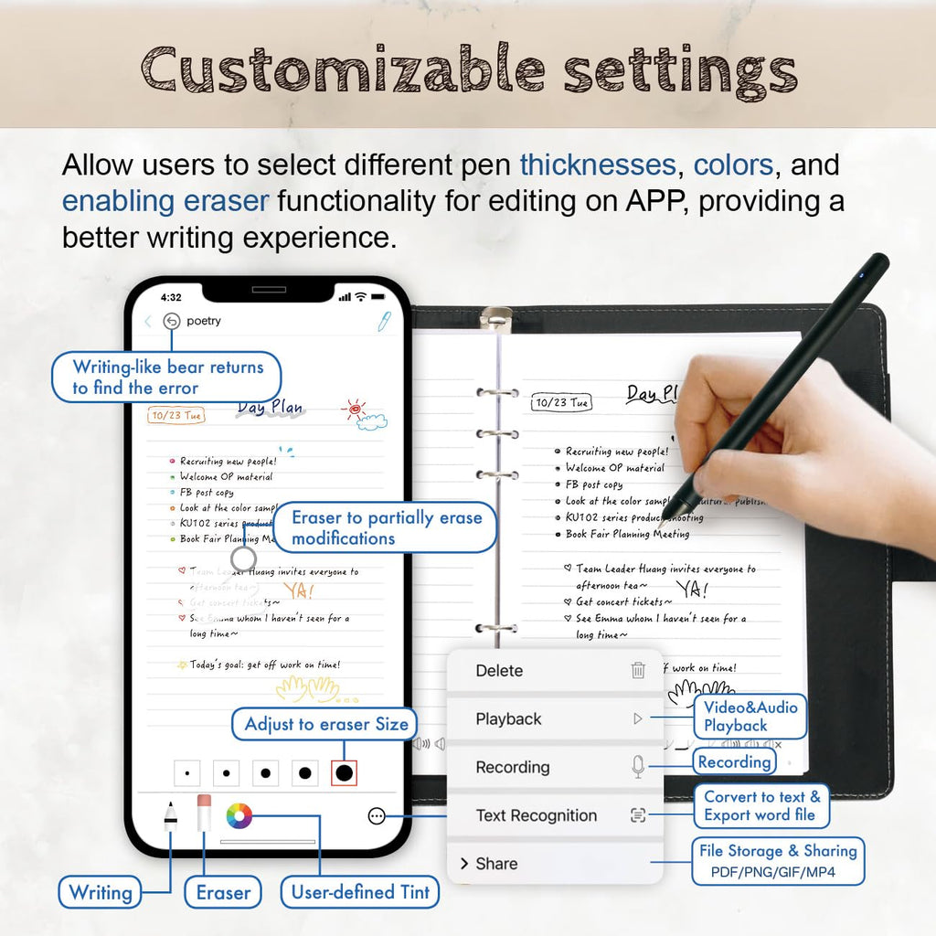 Ophaya Smart Pen & Reusable Digital Notebook – Sync Notes to Your App