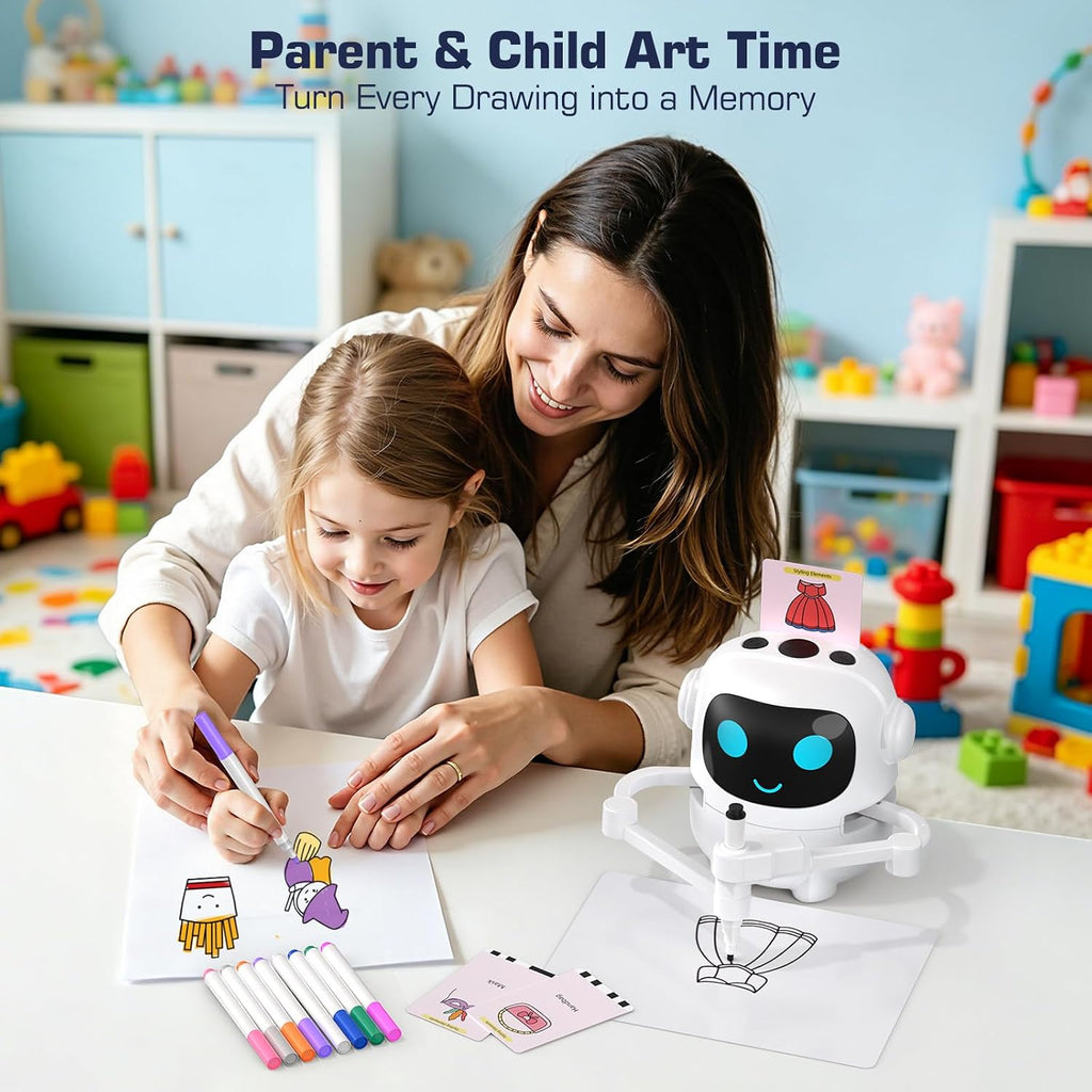 Kids Drawing Robot with 200 Cards, Toy for 3 4 5 6 7 8 Year Old Boy Girls