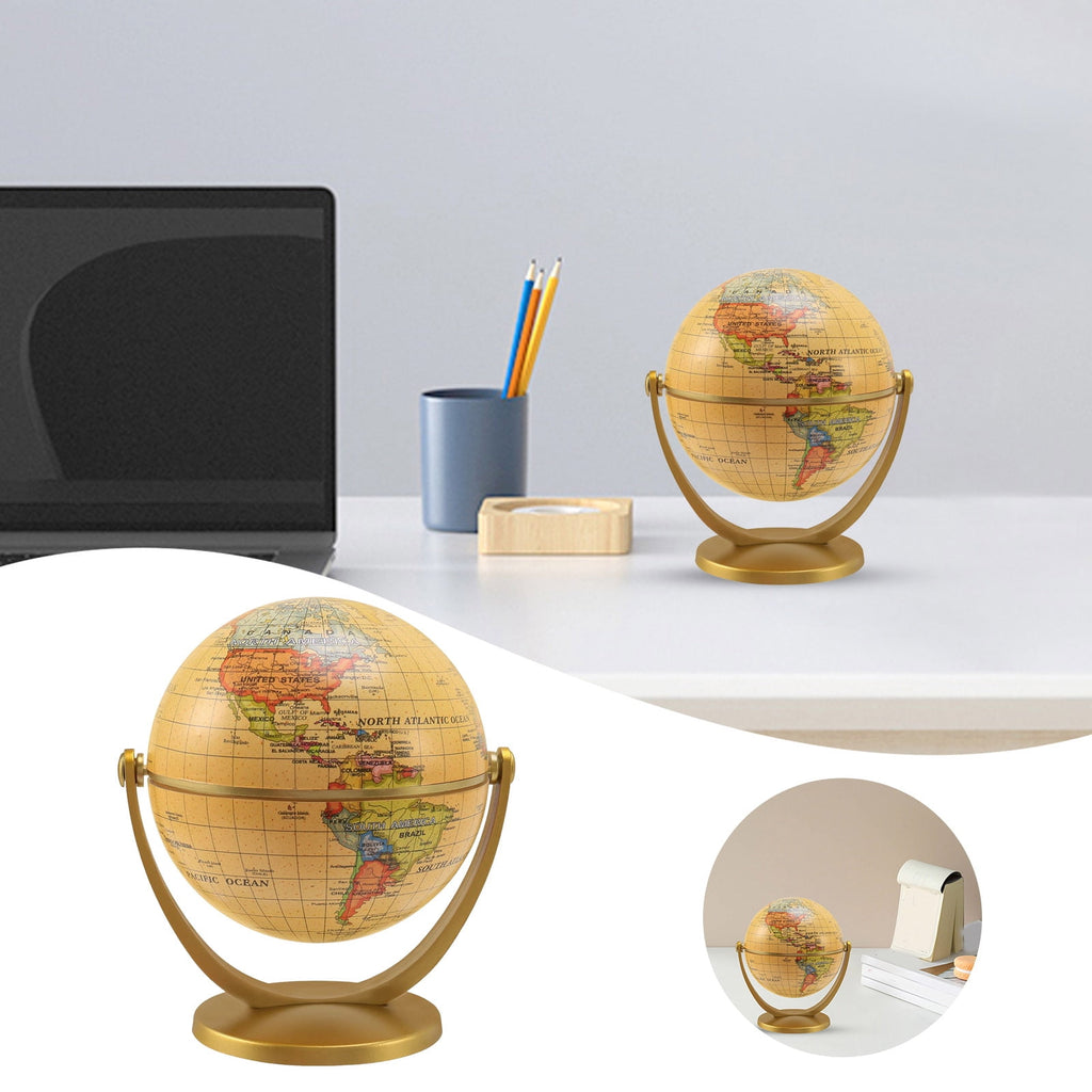 Retro Rotating World Globe Earth Antique Home Office Desktop Decor Geo