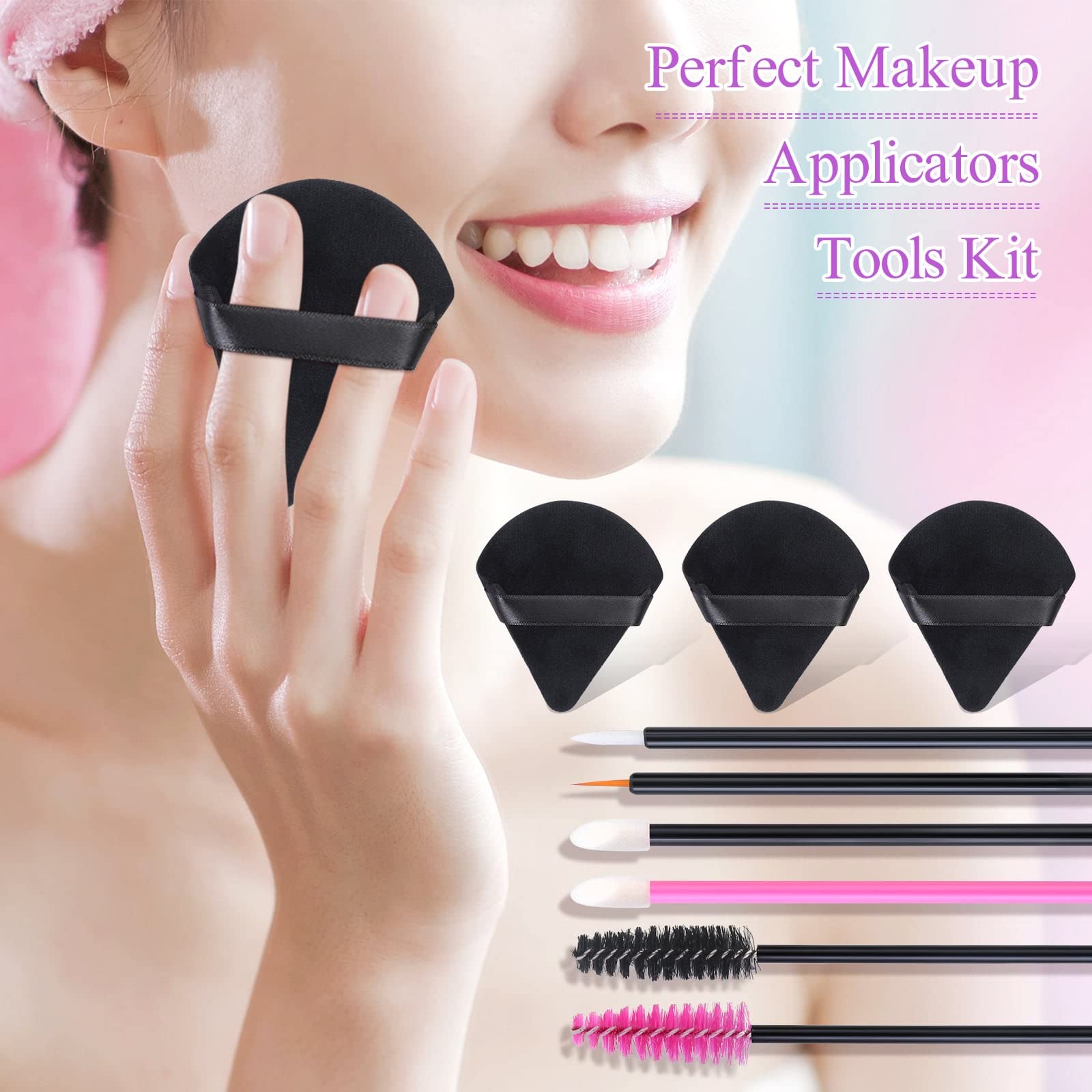 248pcs Disposable Makeup Applicators with Triangle Puffs, Mascara Wand