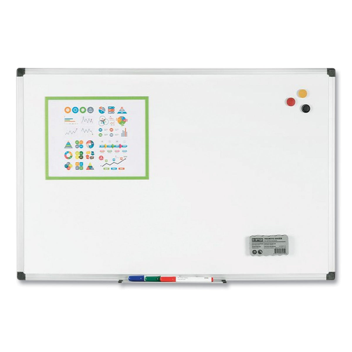 MasterVision Porcelain Value Dry Erase Board, 36 x 48, White, Aluminum Frame