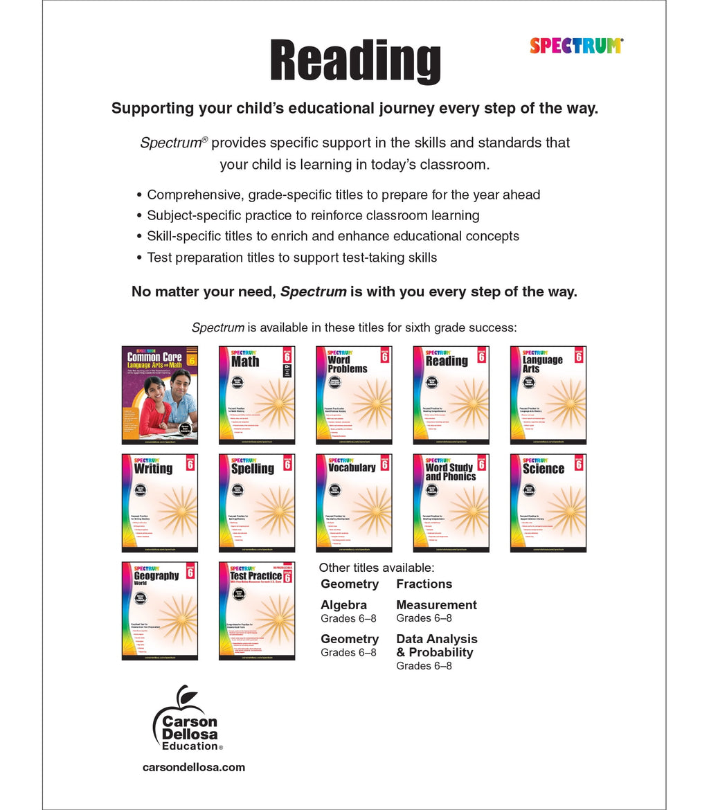 Spectrum Spectrum Reading Workbook, Grade 6: Volume 25, (Paperback)