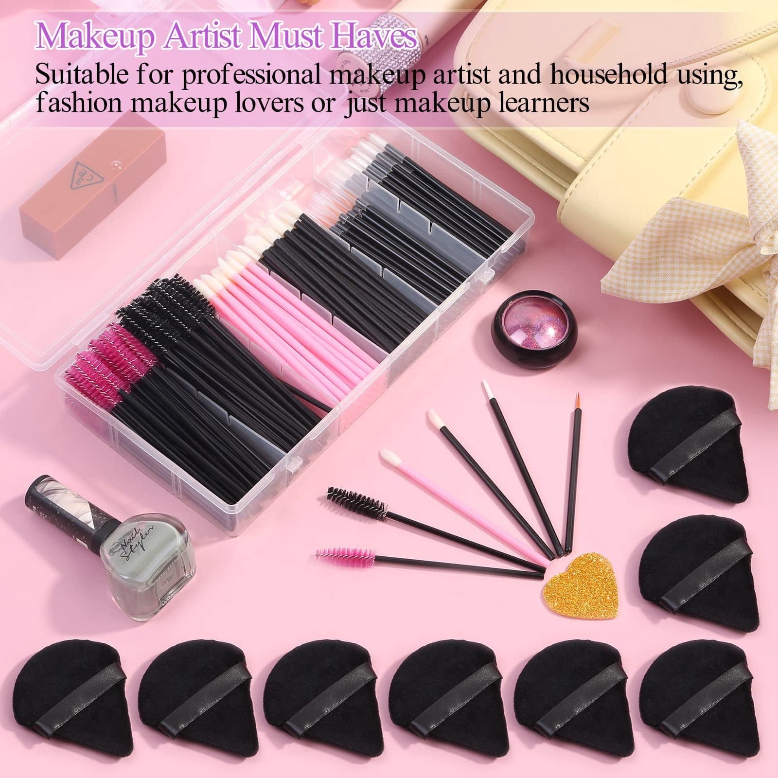 248pcs Disposable Makeup Applicators with Triangle Puffs, Mascara Wand