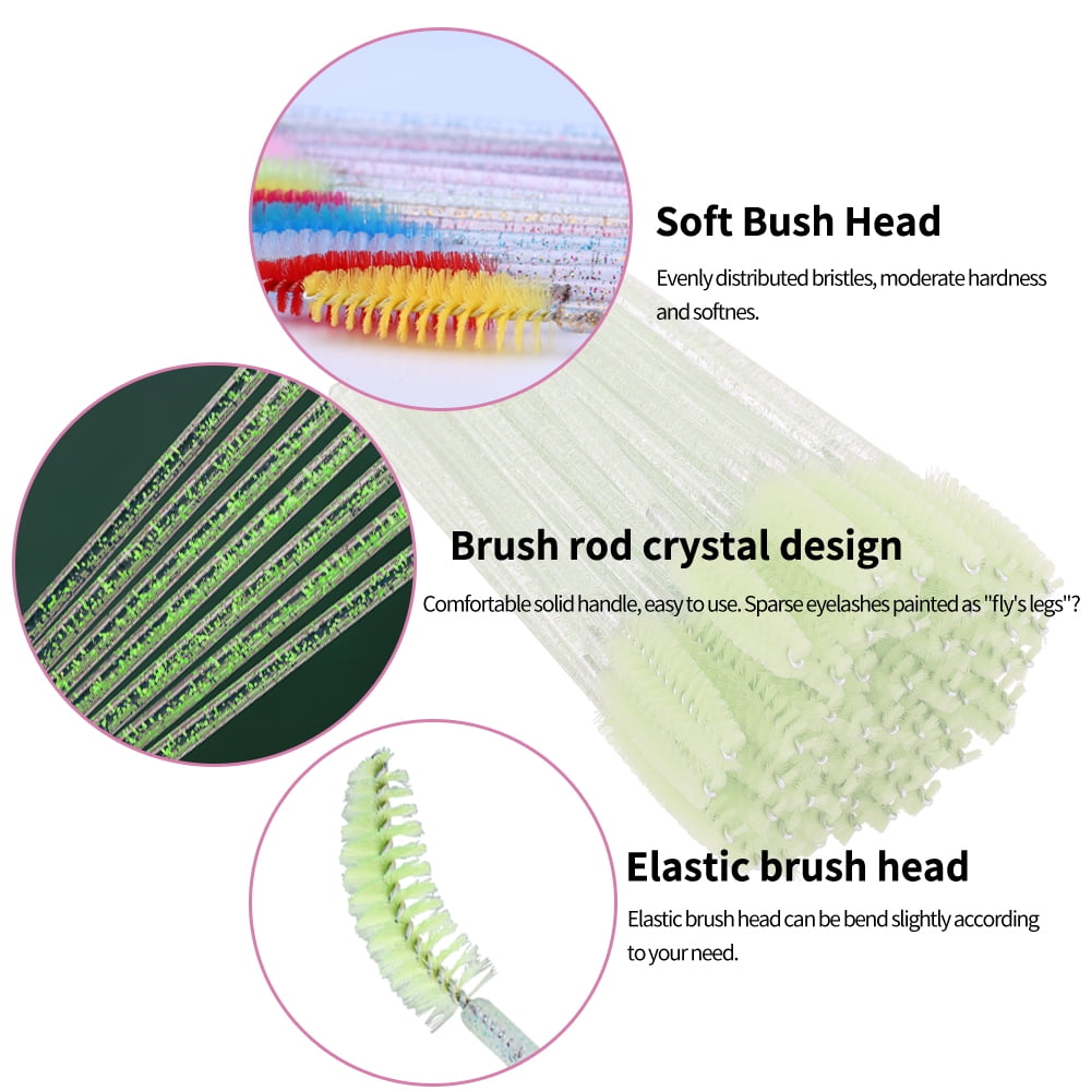 kikARU 200PCS Disposable Mascara Brush Set with crystal rod for Essent