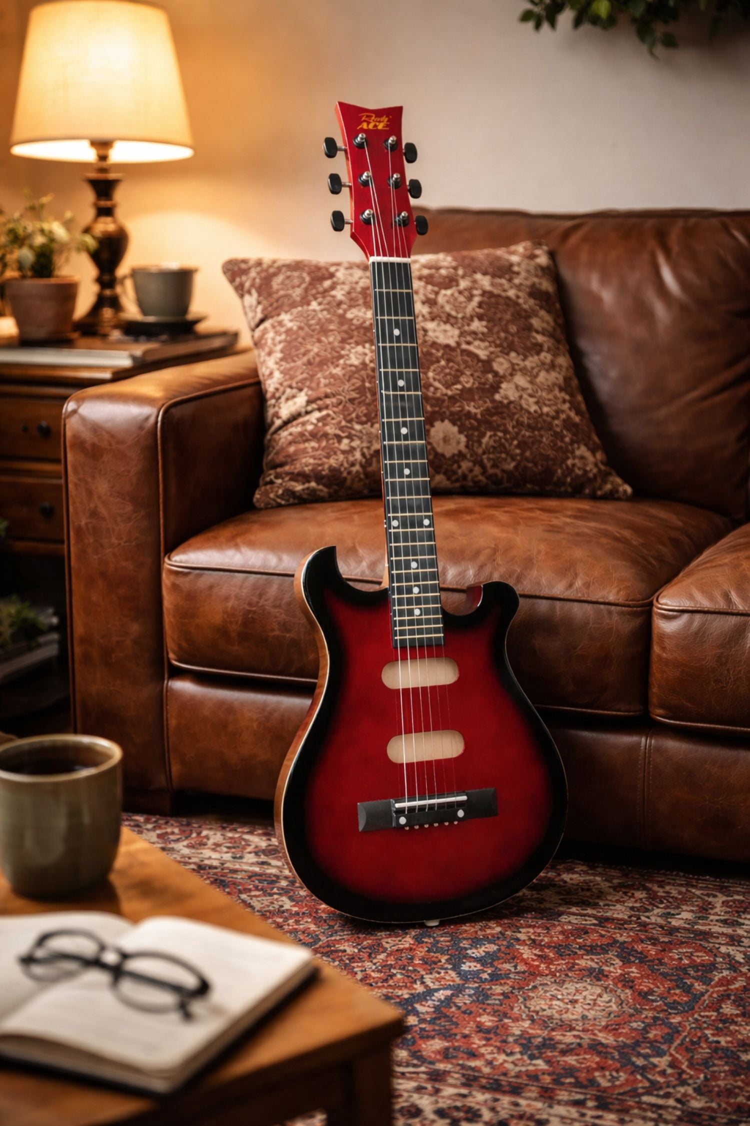 Ready Ace Beginner 30"Acoustic 6 String Guitar Sunburst Red -Stratus B