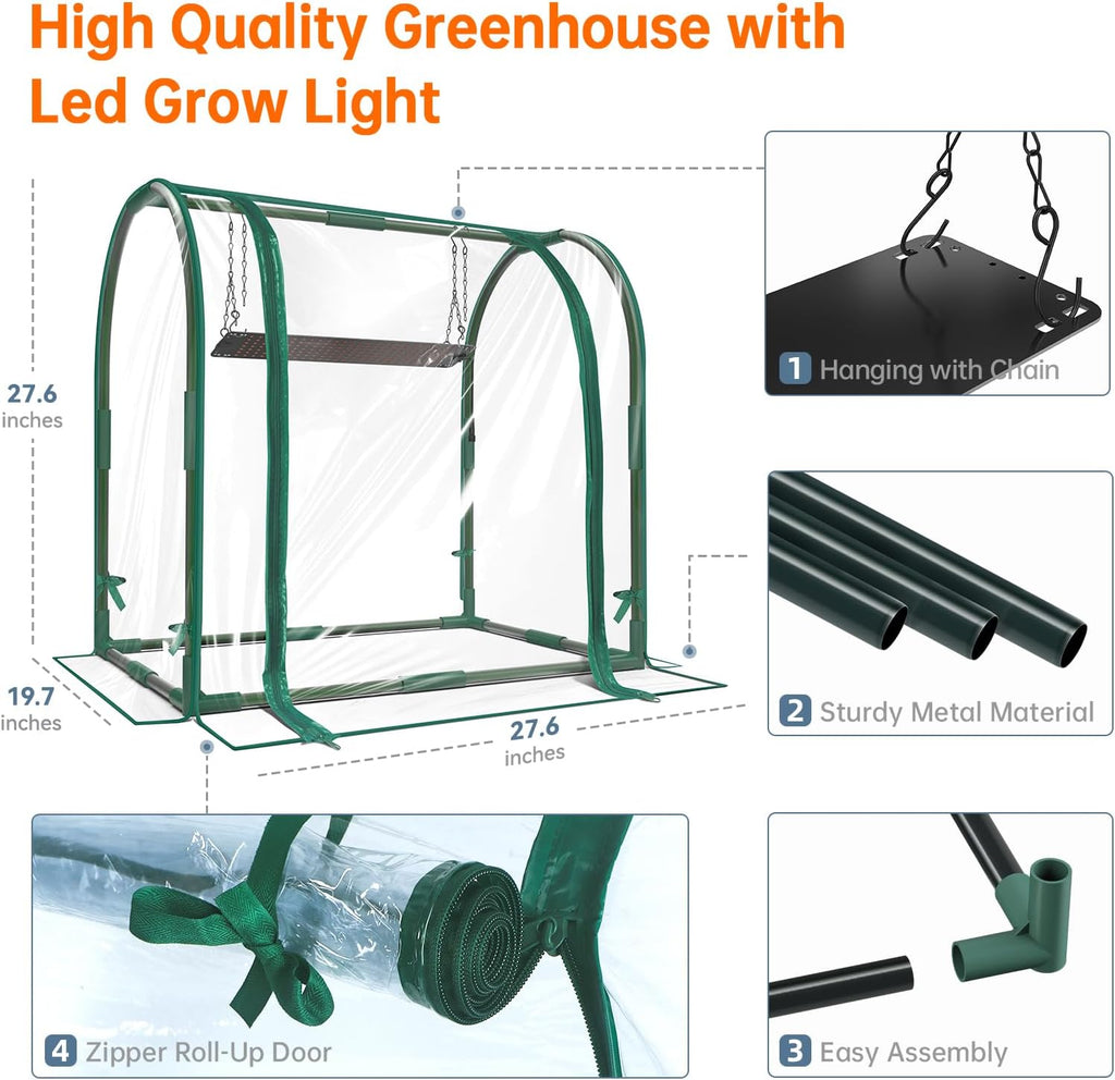Mini Greenhouse Indoor with Grow Light, Small Tabletop Greenhouses Kit