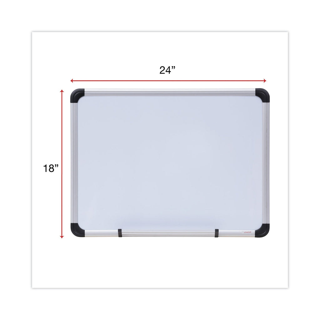 Universal Magnetic Steel Dry Erase Board, 24 x 18, White, Aluminum Frame