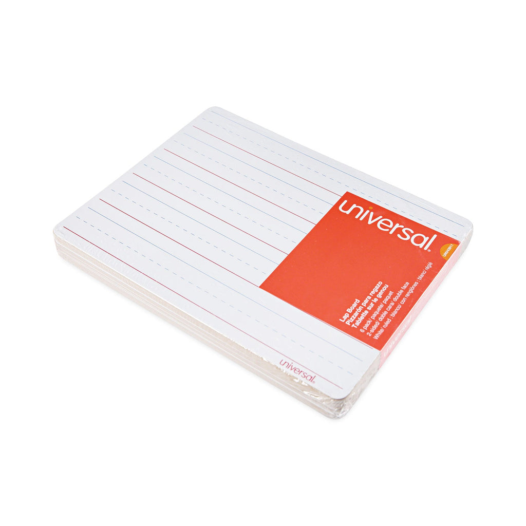 Universal Lap/Learning Dry-Erase Board, Lined, 11 3/4" x 8 3/4", White, 6/Pack