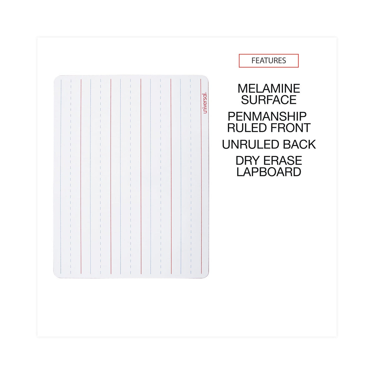 Universal Lap/Learning Dry-Erase Board, Lined, 11 3/4" x 8 3/4", White, 6/Pack