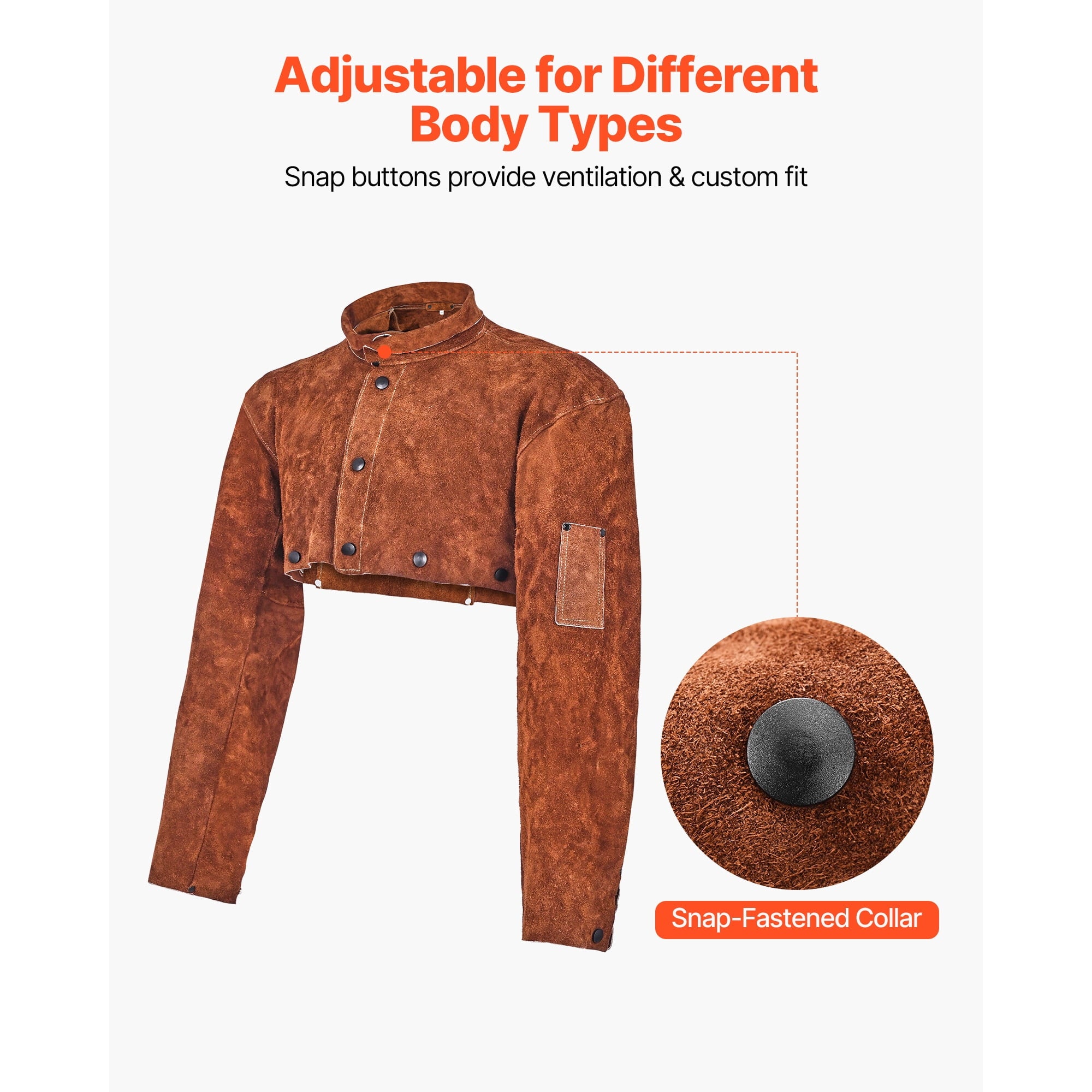 KFFKFF Leather Welding Cape Sleeve, Durable Flame-Resistant Cowhide Sa