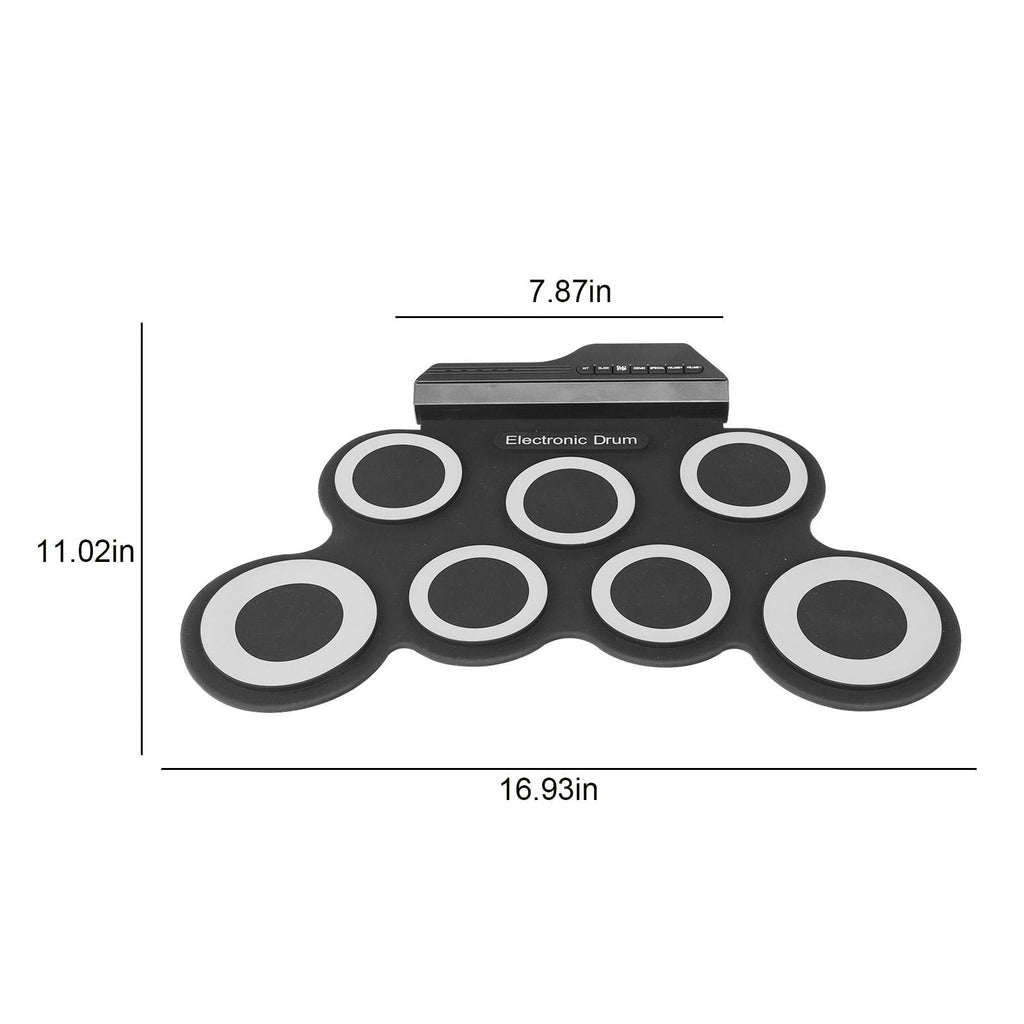 Electronic Drum Set, 9-Drum Practice Pad with Headphone Jack, Roll-up