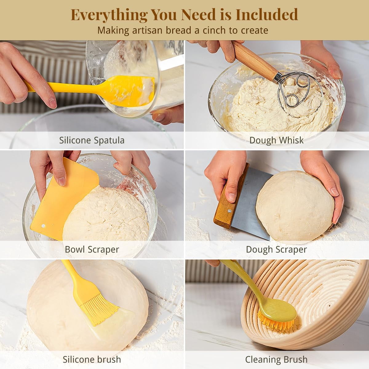 Sourdough Starter Kit, 9" Round & 10" Oval Bread Baking Supplies Tools