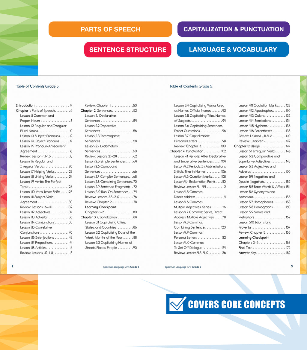 Spectrum Spectrum Language Arts Workbook, Grade 5, (Paperback)