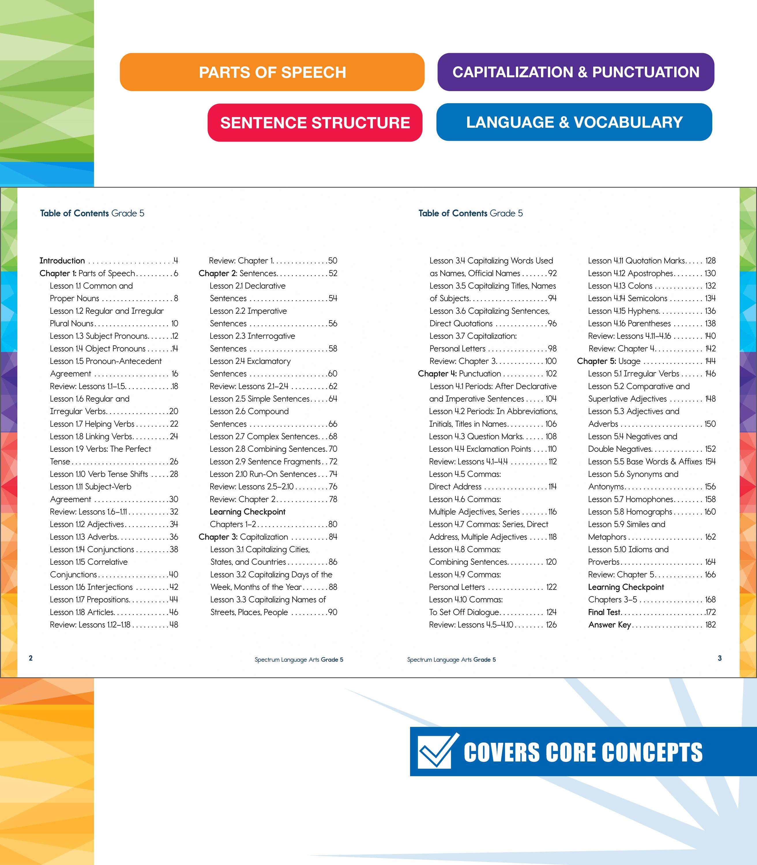Spectrum Spectrum Language Arts Workbook, Grade 5, (Paperback)