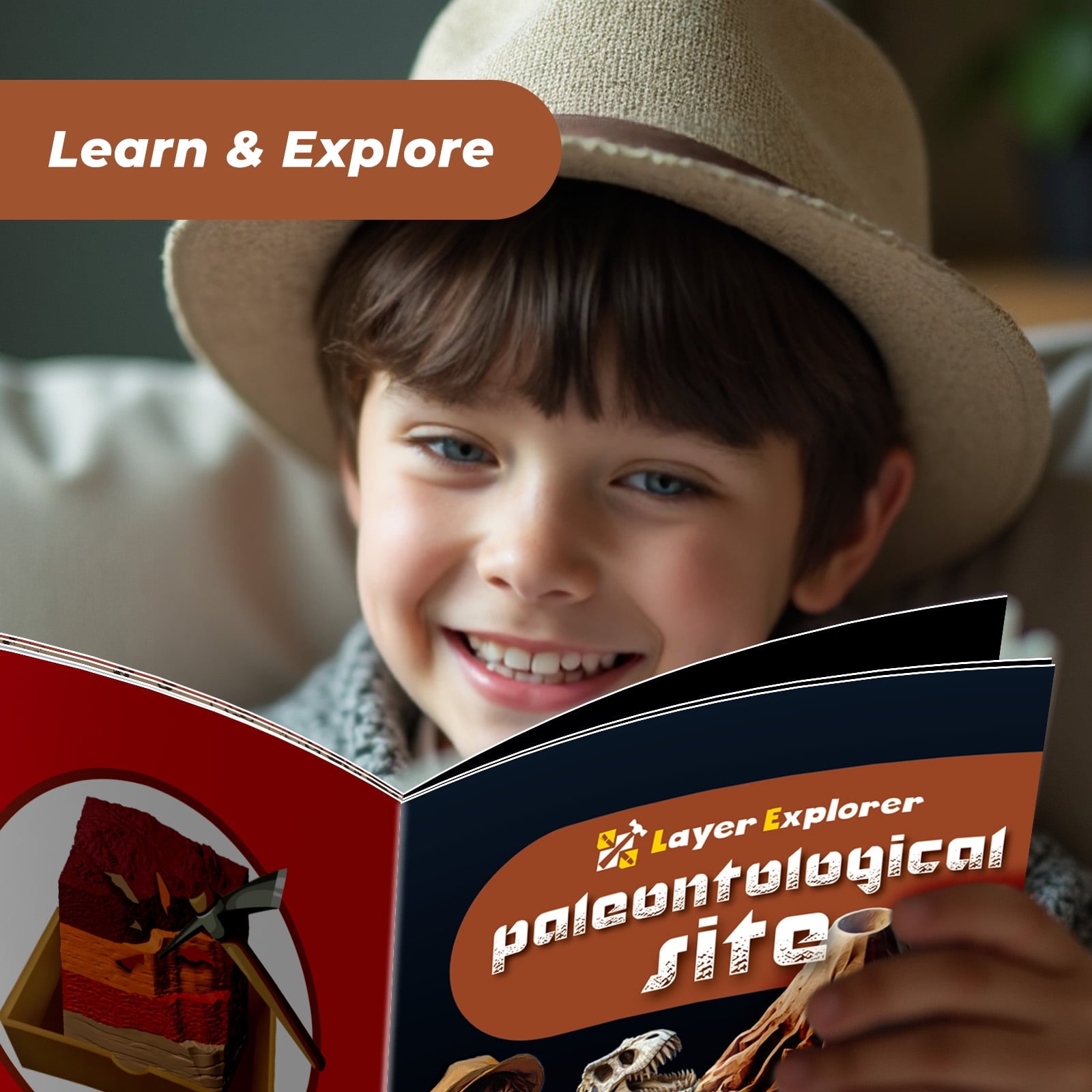Piano Potato Paleontological Site Fossil Dig Kit for Kids, 4 Eras Laye