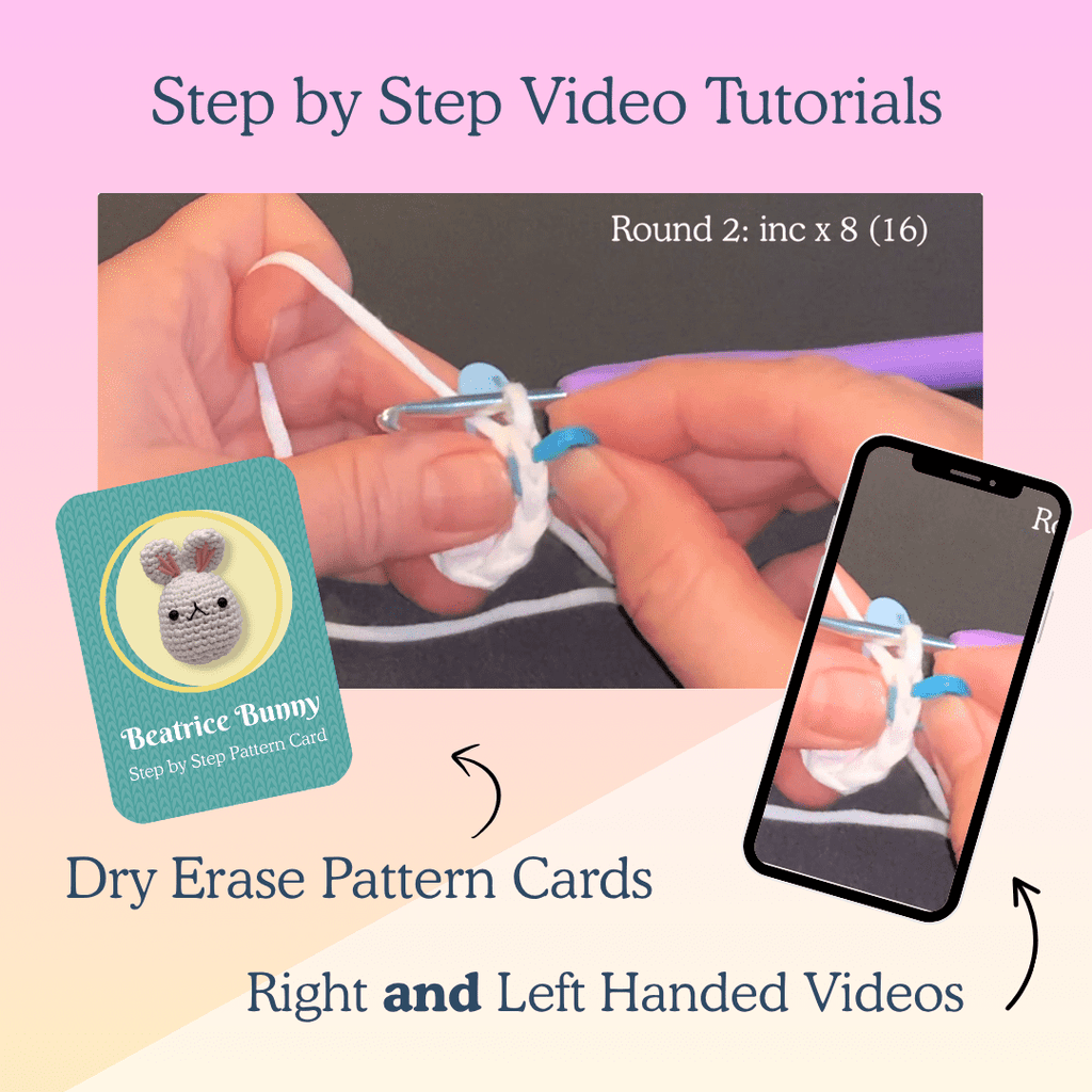 Learn to Crochet Kit for Beginners ~ Beatrice Bunny (Includes Blue Mag