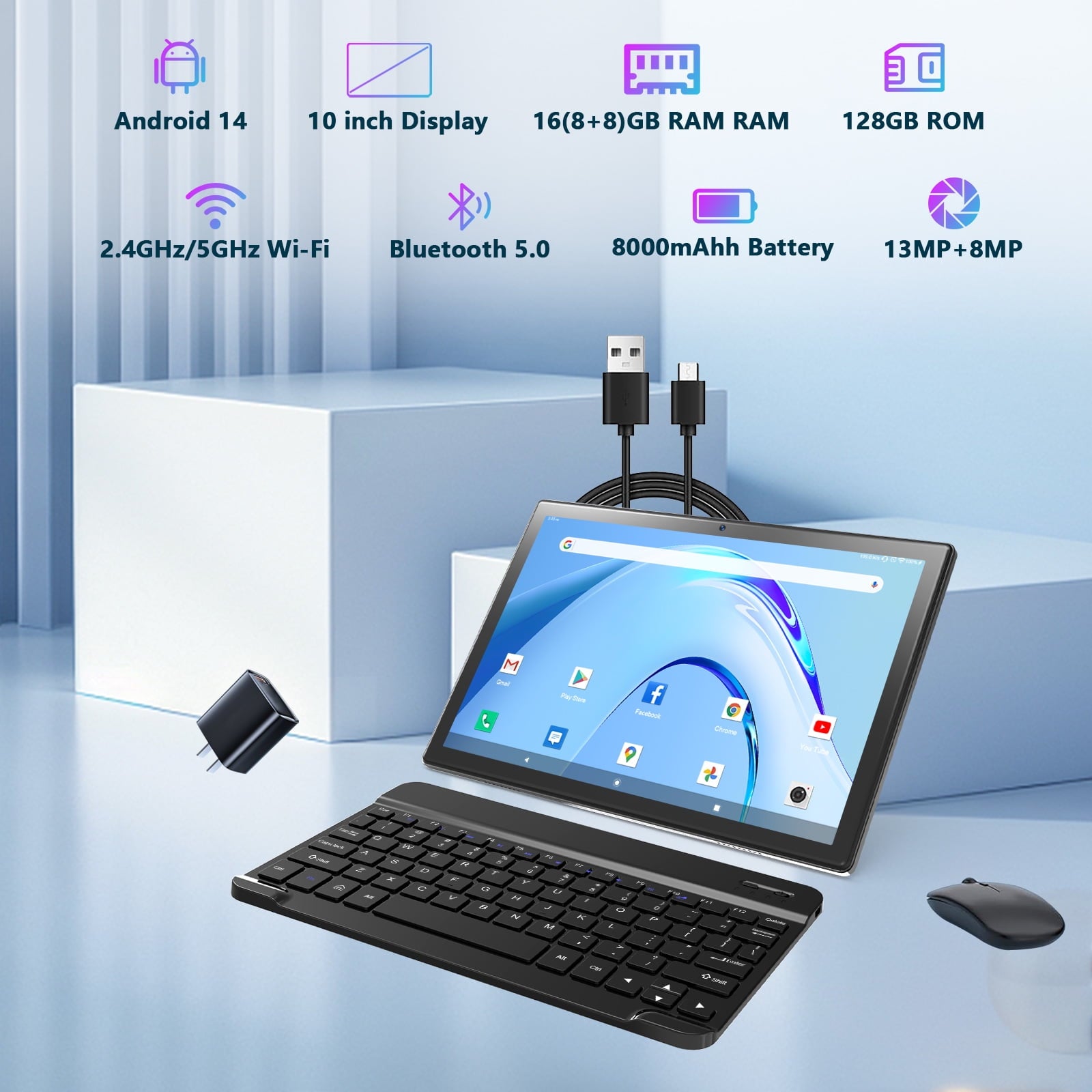Tablet 2026 Newest Android 14 Tablet, 10 Inch Tablet,5G Wi-Fi Tablet C