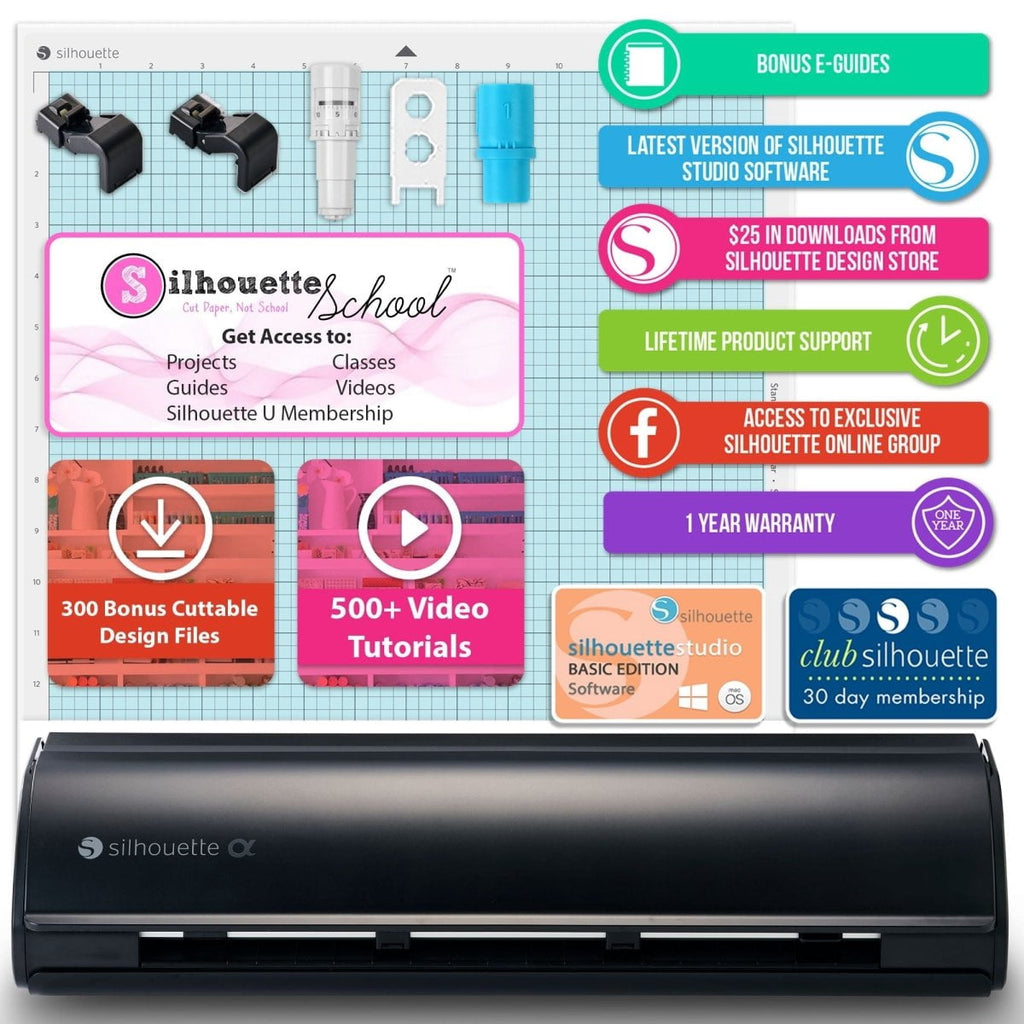 Silhouette Black Cameo 5α Alpha w/ 64 Oracal Vinyl Sheets, Blades, To