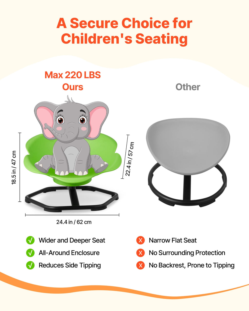 Kids Swivel Chair - green, 220lbs Capacity