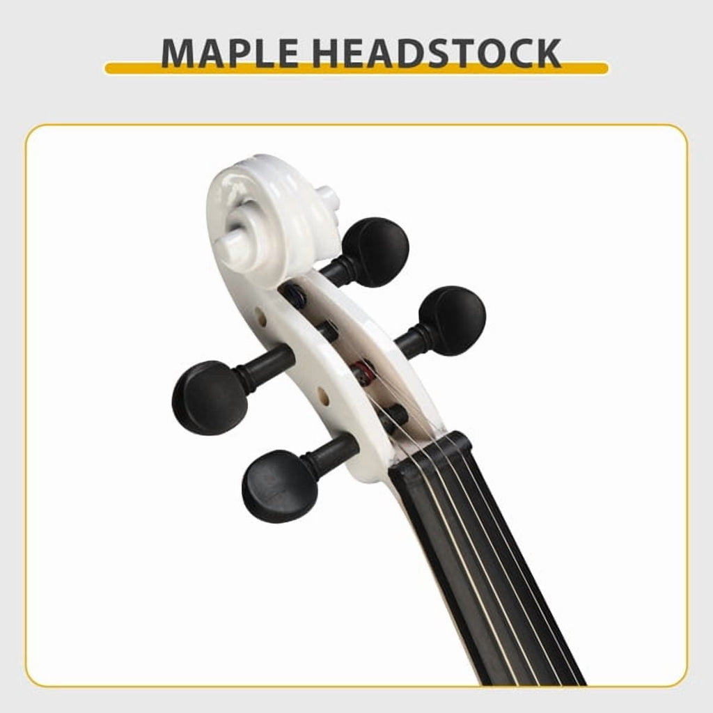 Full Size 4/4 Bunnel Edge Electric Silent Violin Set - White Finish wi