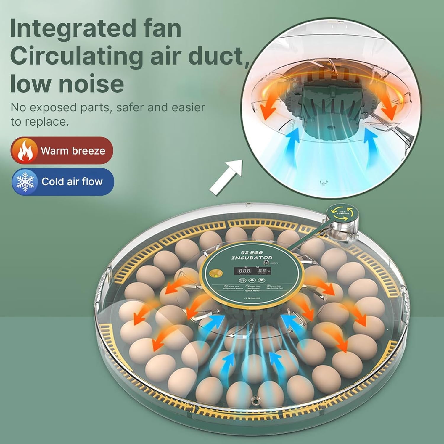 BN-LINK 52 Egg Incubator with Automatic Egg Turning and Temperature Co