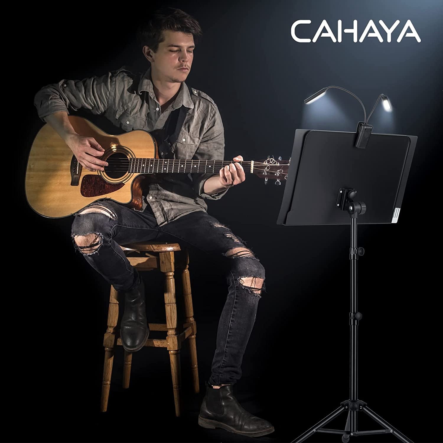 CAHAYA 6 IN 1 Sheet Music Stand with Stand Light Desktop Book Stand wi