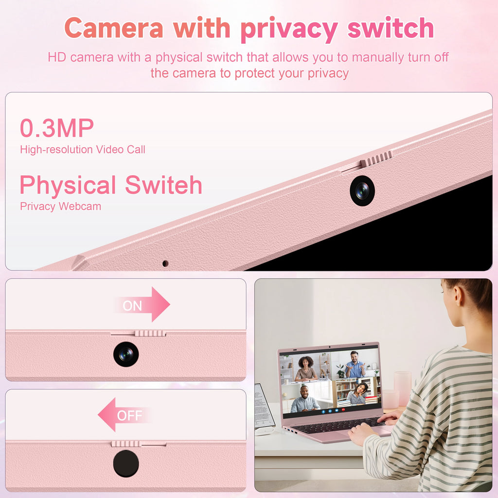 HPUMLSE 15.6" Pink Laptop Computer, 16GB RAM 512GB SSD, Intel Pentium