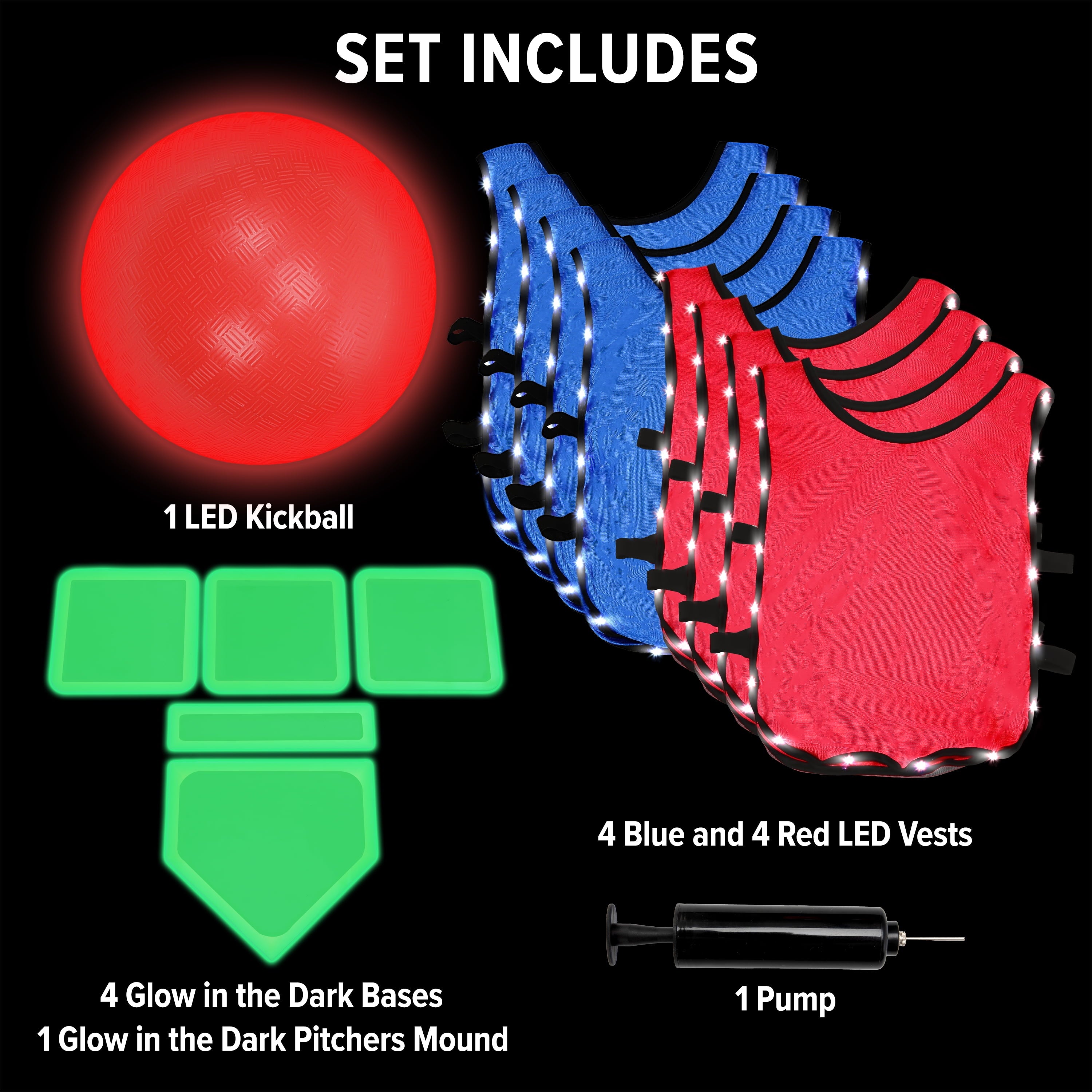 LED Kickball Set, Light-Up Outdoor Sports Game, for All Ages, by MinnA