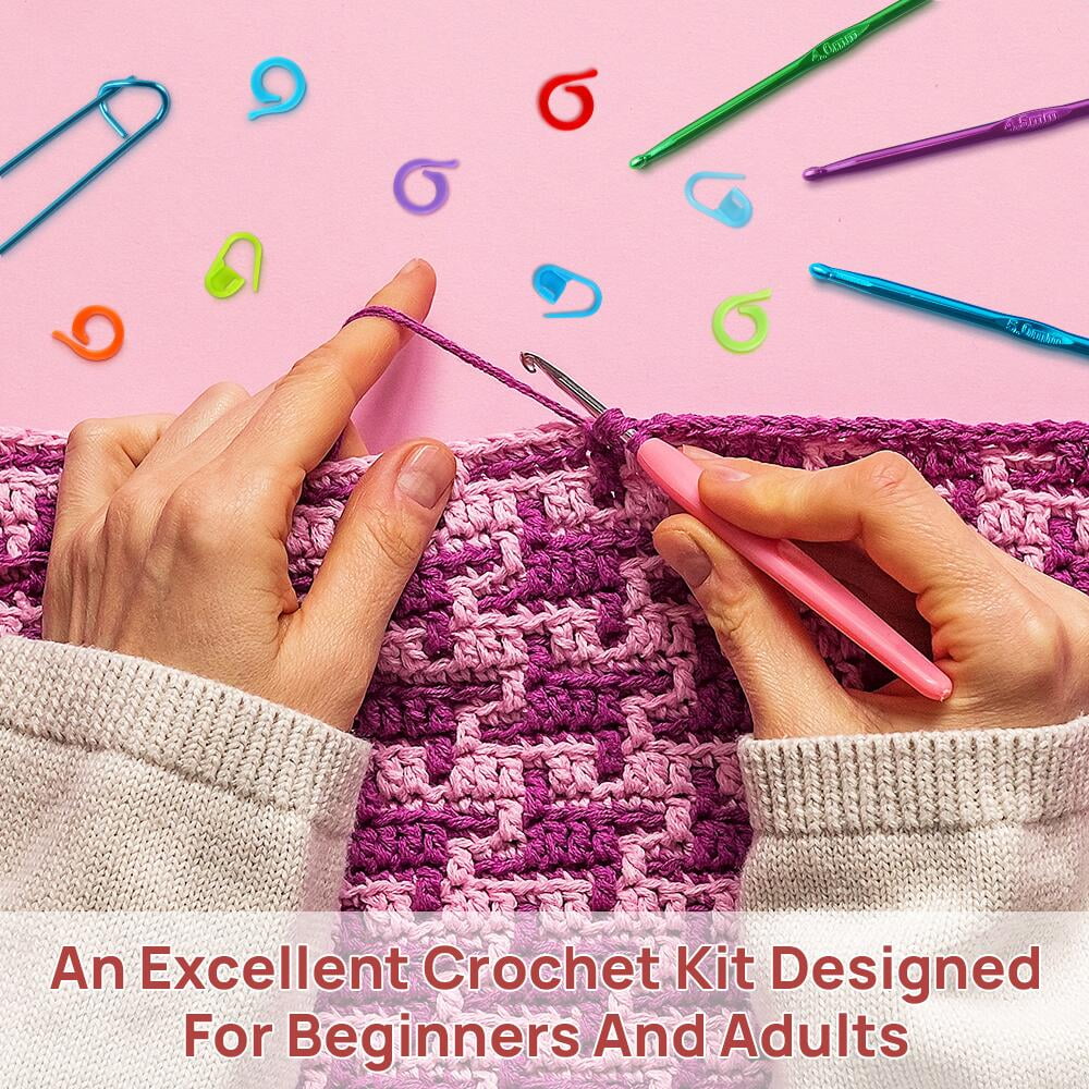FGY 107 PCS Crochet Kit for Beginners Includes Crochet Hooks, Yarn and