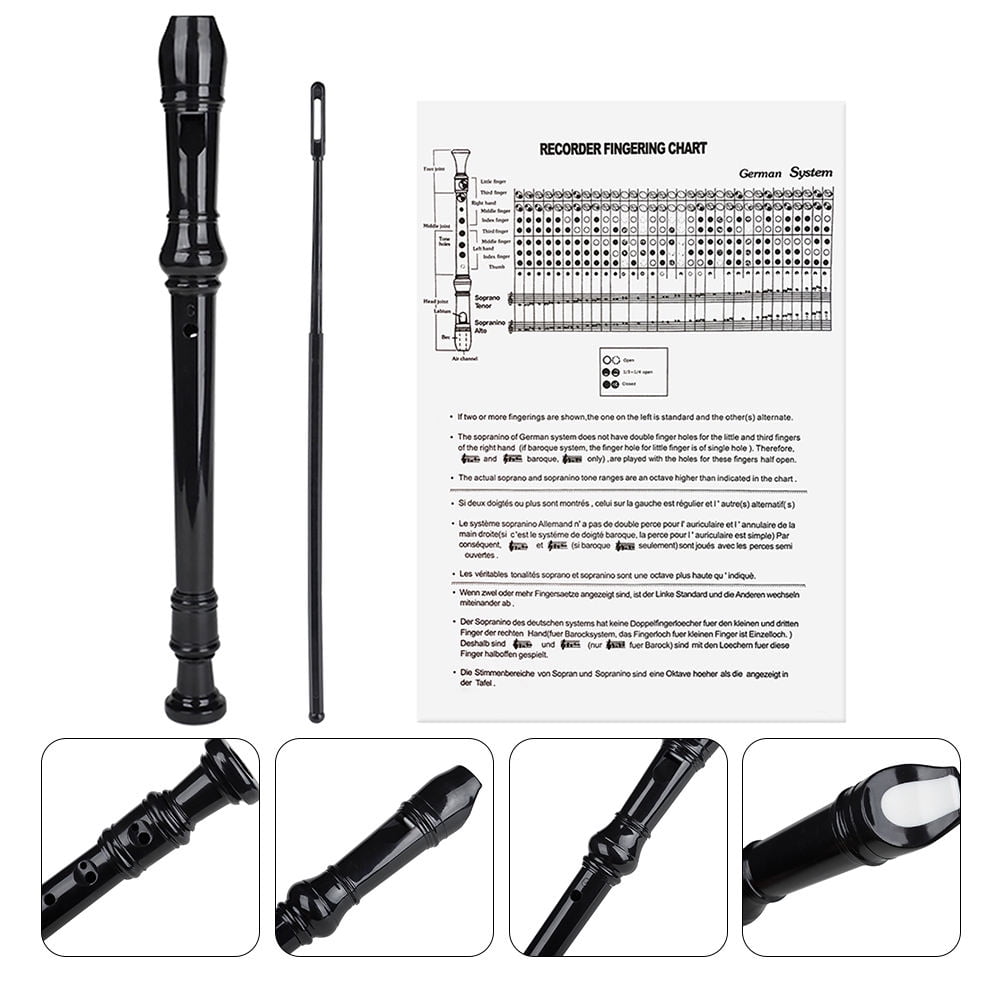 WHAMVOX 8-Hole Black Recorder Flute for Kids and Students - Beginner M