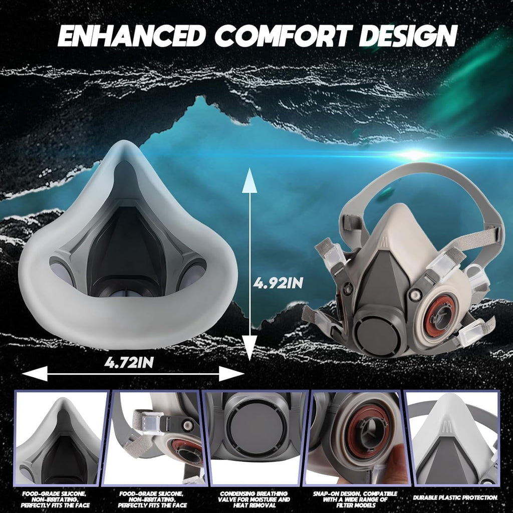 WAKYFLX Respirator Mask with 60921 Filters, Reusable Half Face Respira
