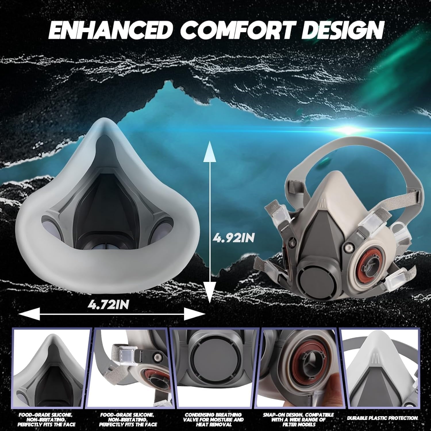 WAKYFLX Respirator Mask with 60921 Filters, Reusable Half Face Respira