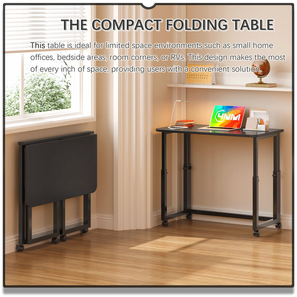 4NM 27.5-Inch Folding Student Desk with Wheels