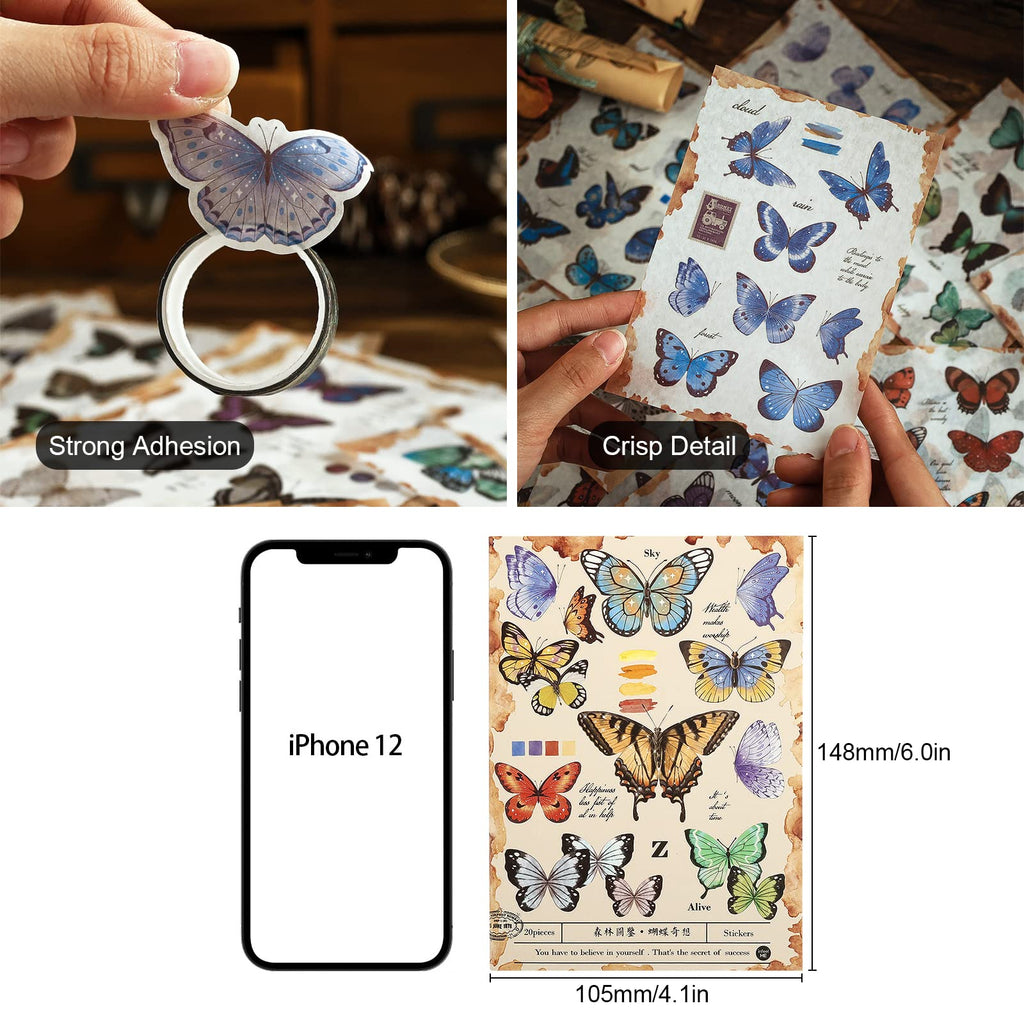 Dizdkizd Nature Botanical Stickers for Journaling, Ephemera Sticker Book, Translucent Washi Sticker for Scrapbooking - 20 Sheets (200 Pieces)