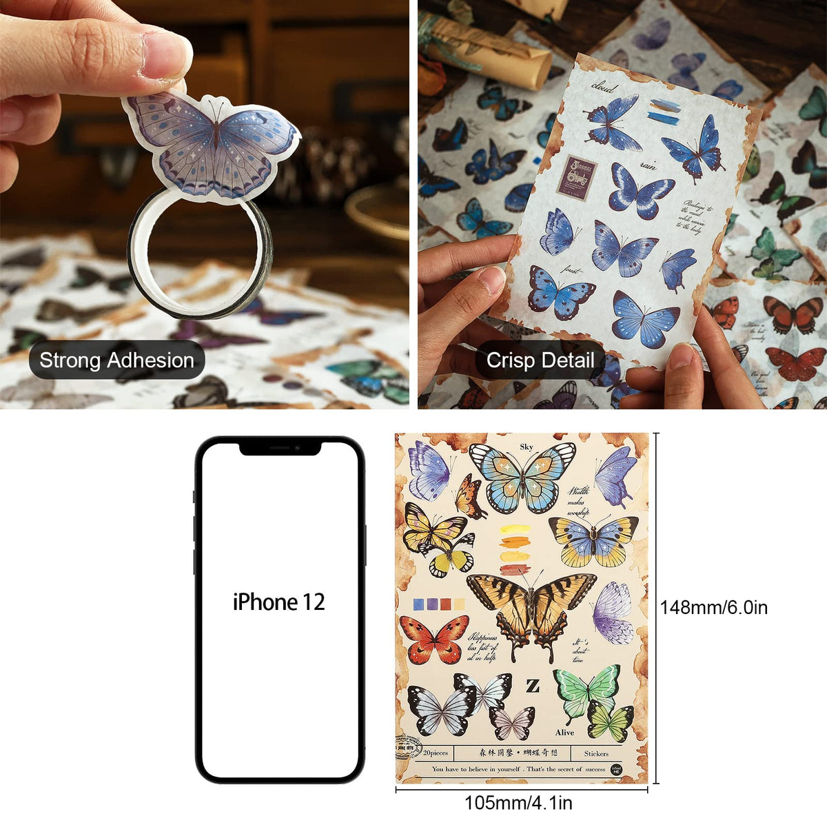 Dizdkizd Nature Botanical Stickers for Journaling, Ephemera Sticker Book, Translucent Washi Sticker for Scrapbooking - 20 Sheets (200 Pieces)