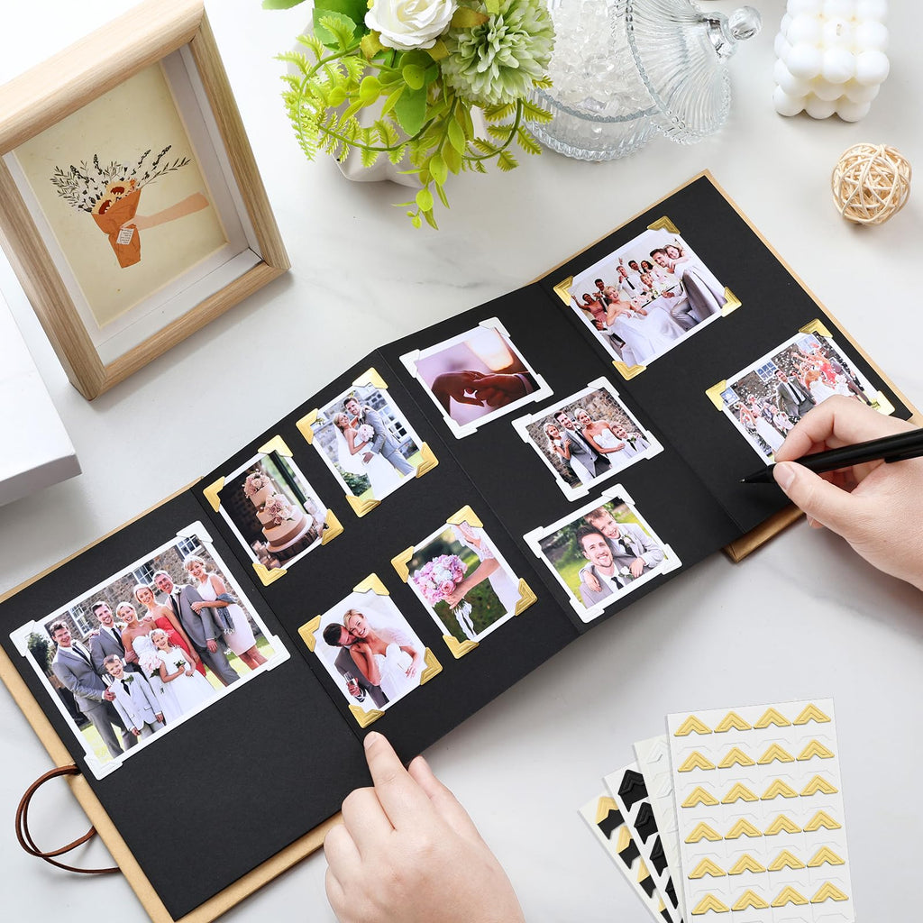 360 Pcs Photo Corners Self Adhesive, Scrapbooking Photo Mounting Corners, Black Photo Mounting Corners for DIY Scrapbook, Photo Album, Memory Books, Picture Frames by CHIALLCO