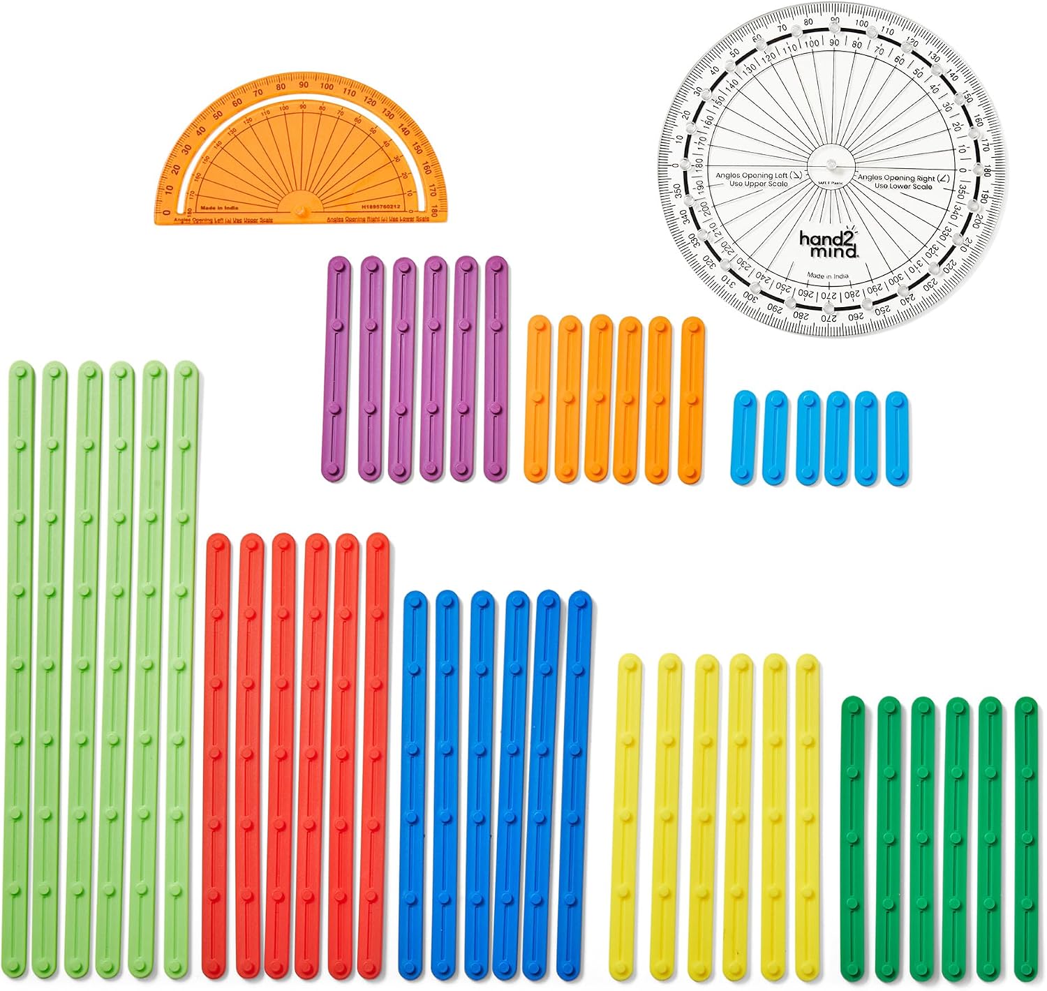 AngLegs Geometry Manipulative Starter Set with 2 Protractors (Grades 3–8)