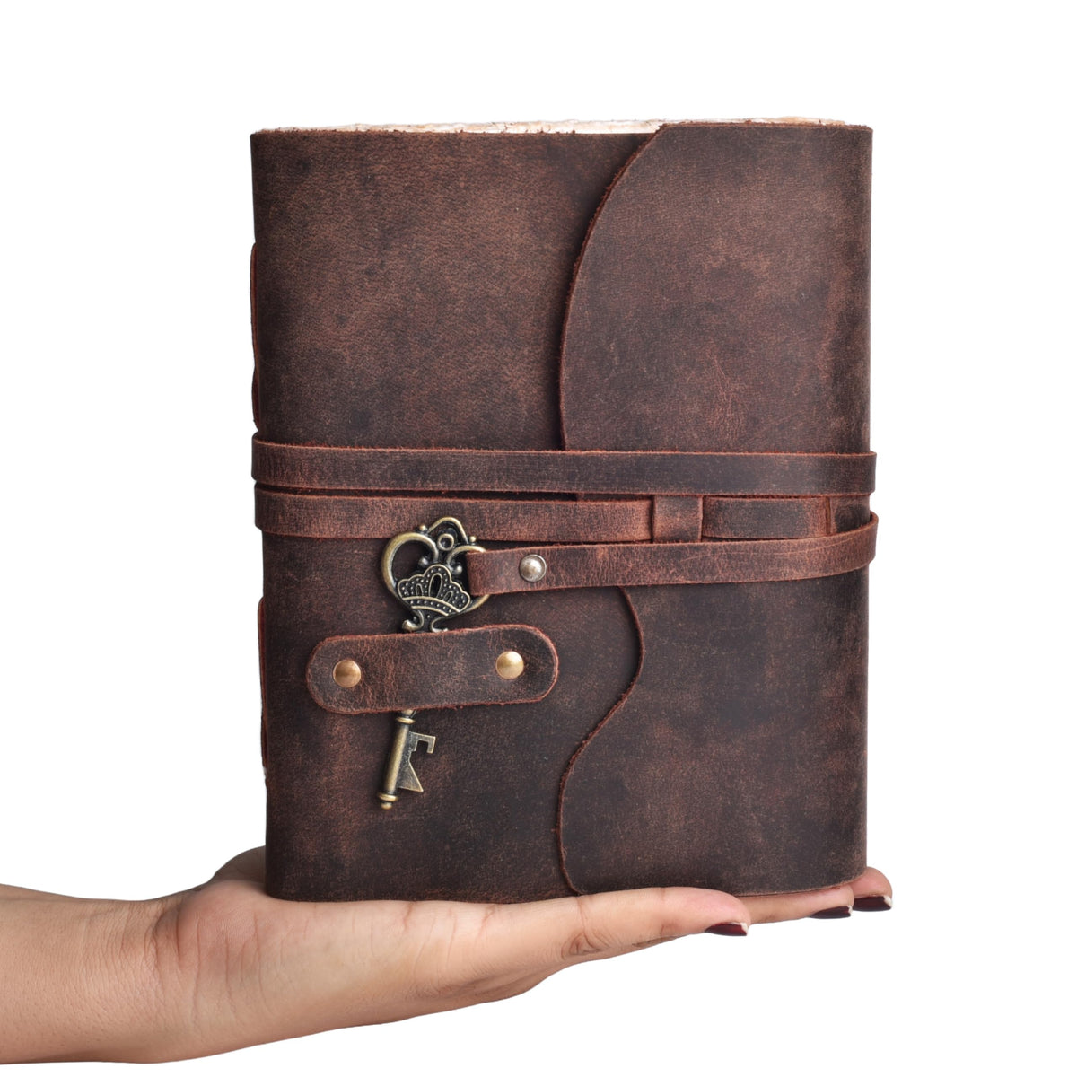 LEATHER VILLAGE Vintage Leather Journal Key Lock, Teal 6x4.