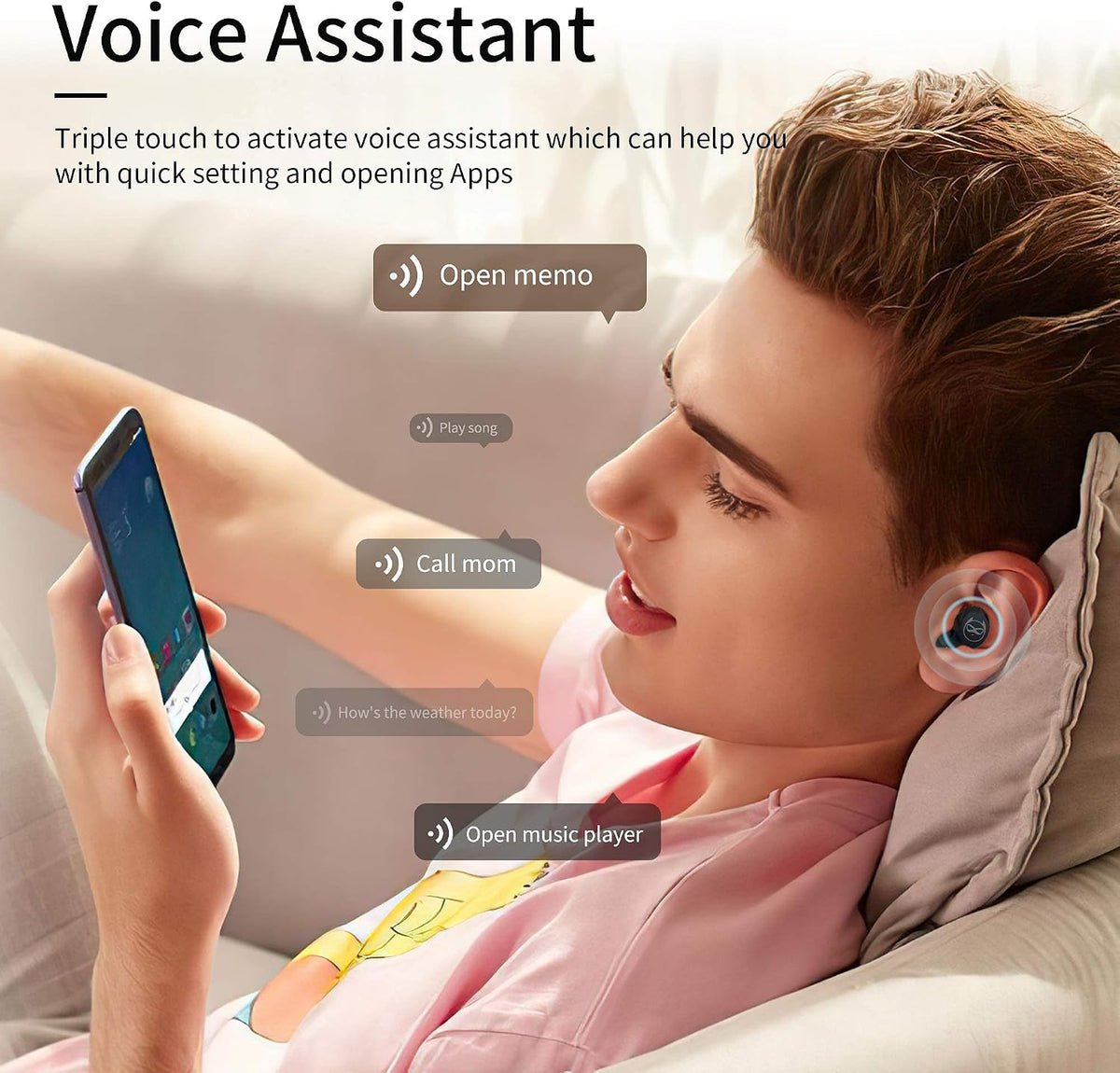 Kids Wireless Earbuds, Noise Reduction Earbuds for Kids Bluetooth 5.0 Waterproof in-Ear Headphones with Mic and Charging Case, Deep Bass Touch Control 36H Playtime Headset for School.