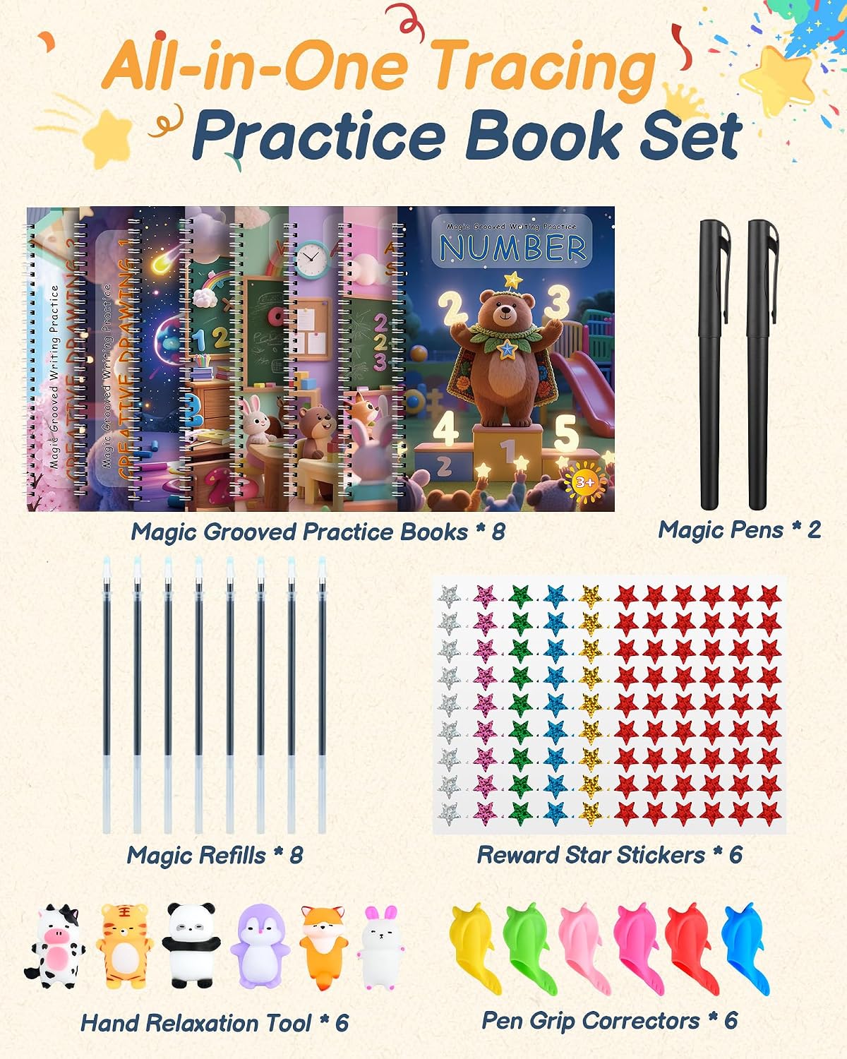 Motor Magic Happy Writer System - Grooved Writing Books for Kids 3-5