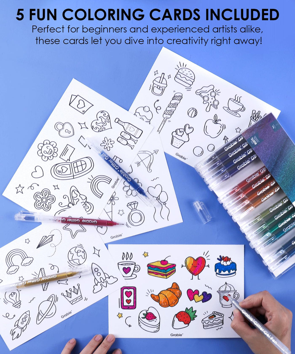Grabie 18 Color Glitter Gel Pens, Retractable Sparkle Art Pens