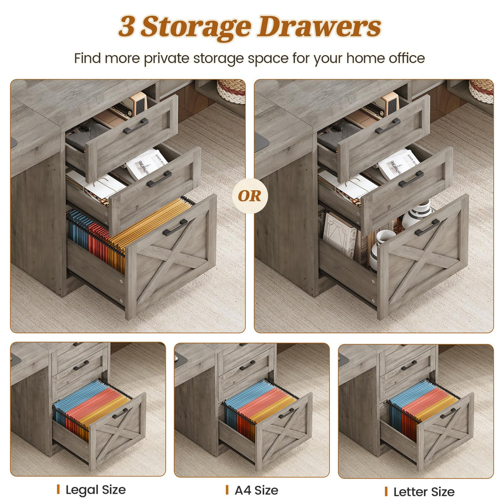 SEDETA 96.5-Inch Two-Student Desk with Drawers