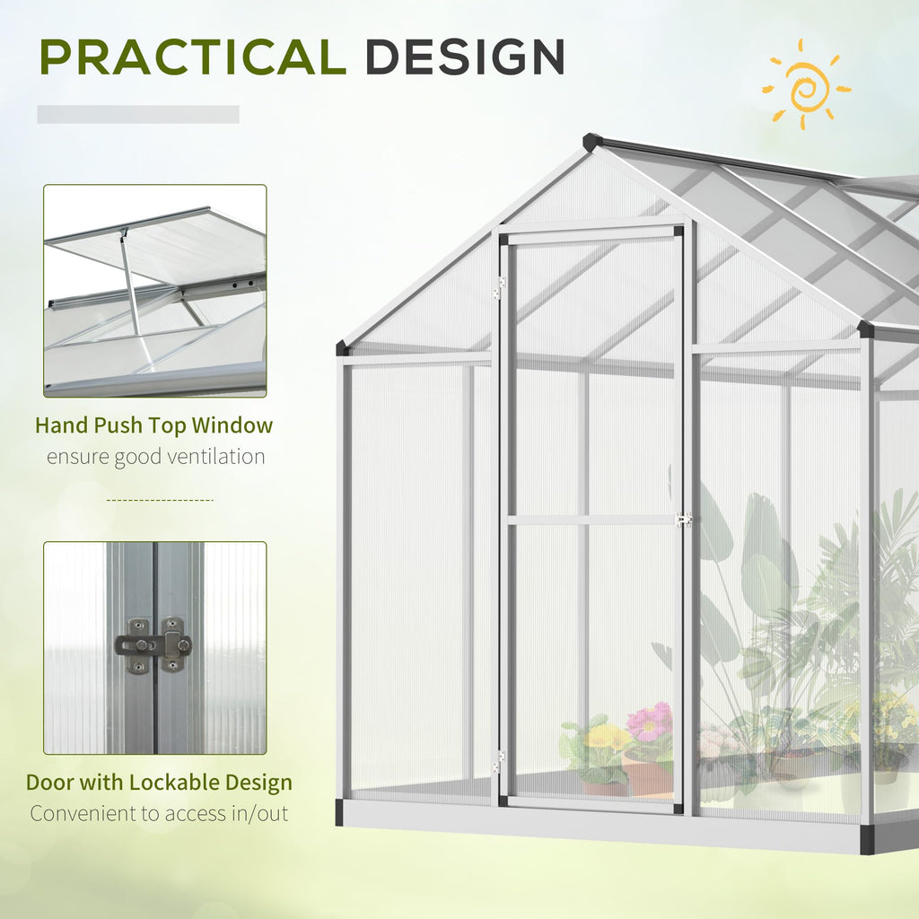 Outsunny Polycarbonate Greenhouse, Up to 60 Sq Ft (4 ft × 6 ft to 10 ft × 6 ft)