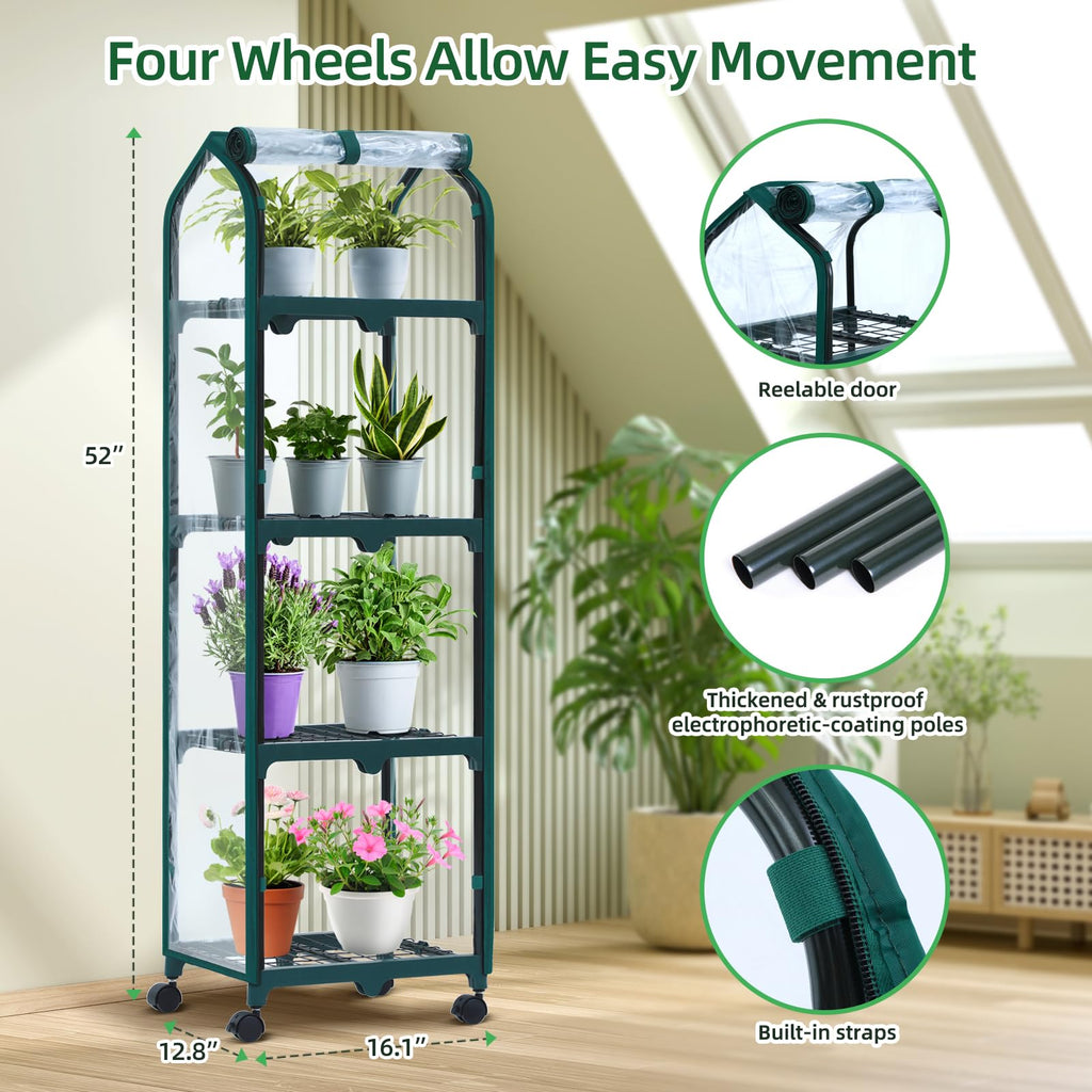Ohuhu Portable Greenhouse with 4 Shelves (Mini & Large Sizes)