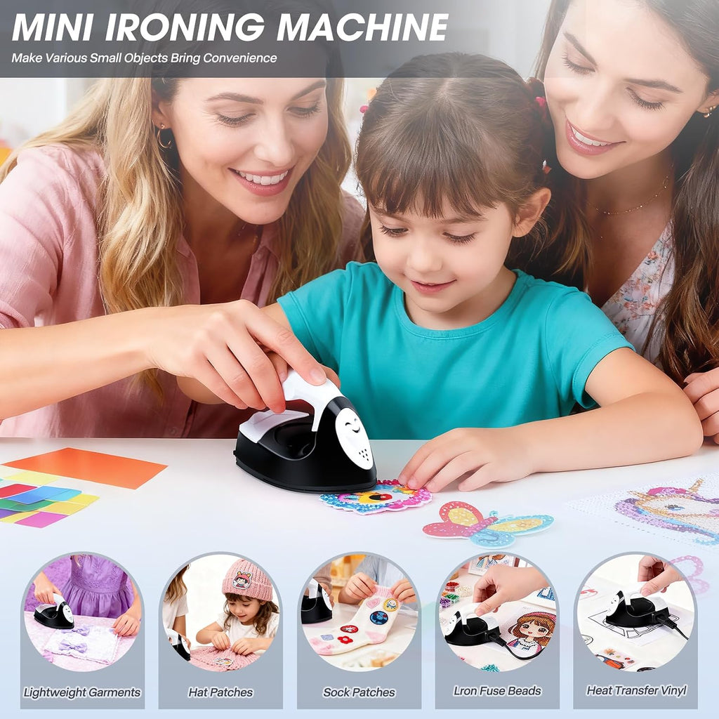 Mini Heat Press Portable Craft Iron For Fuse Beads, Black
