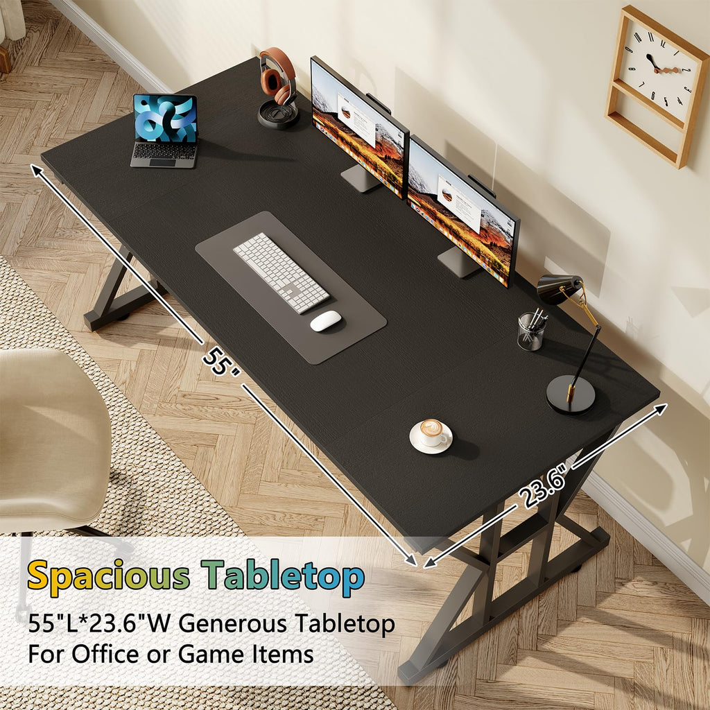 63" Large Computer Desk with Thickened Frame for Home Office, Living Room