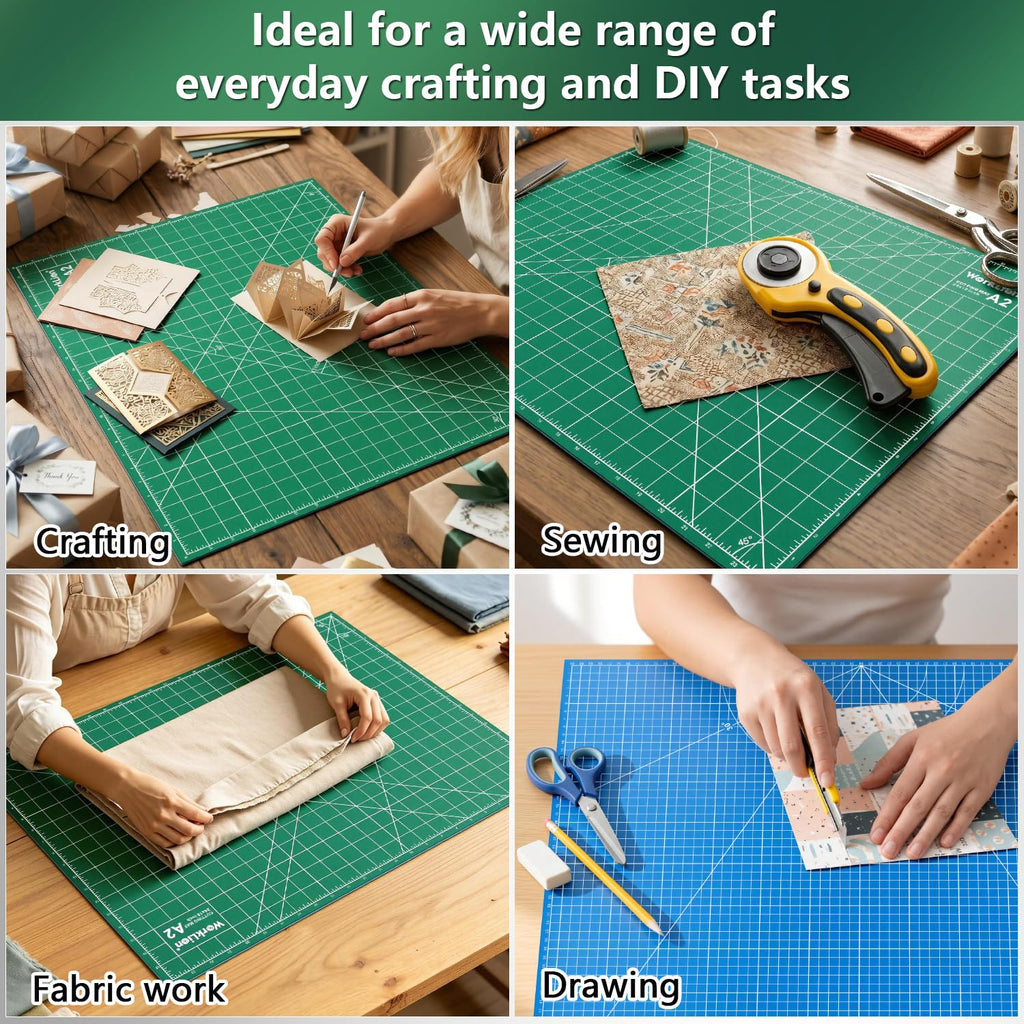 WORKLION 12" x 18" Art Self Healing PVC Cutting Mat, Double Sided, Gridded Rotary Cutting Board for Craft, Fabric, Quilting, Sewing, Scrapbooking Project……