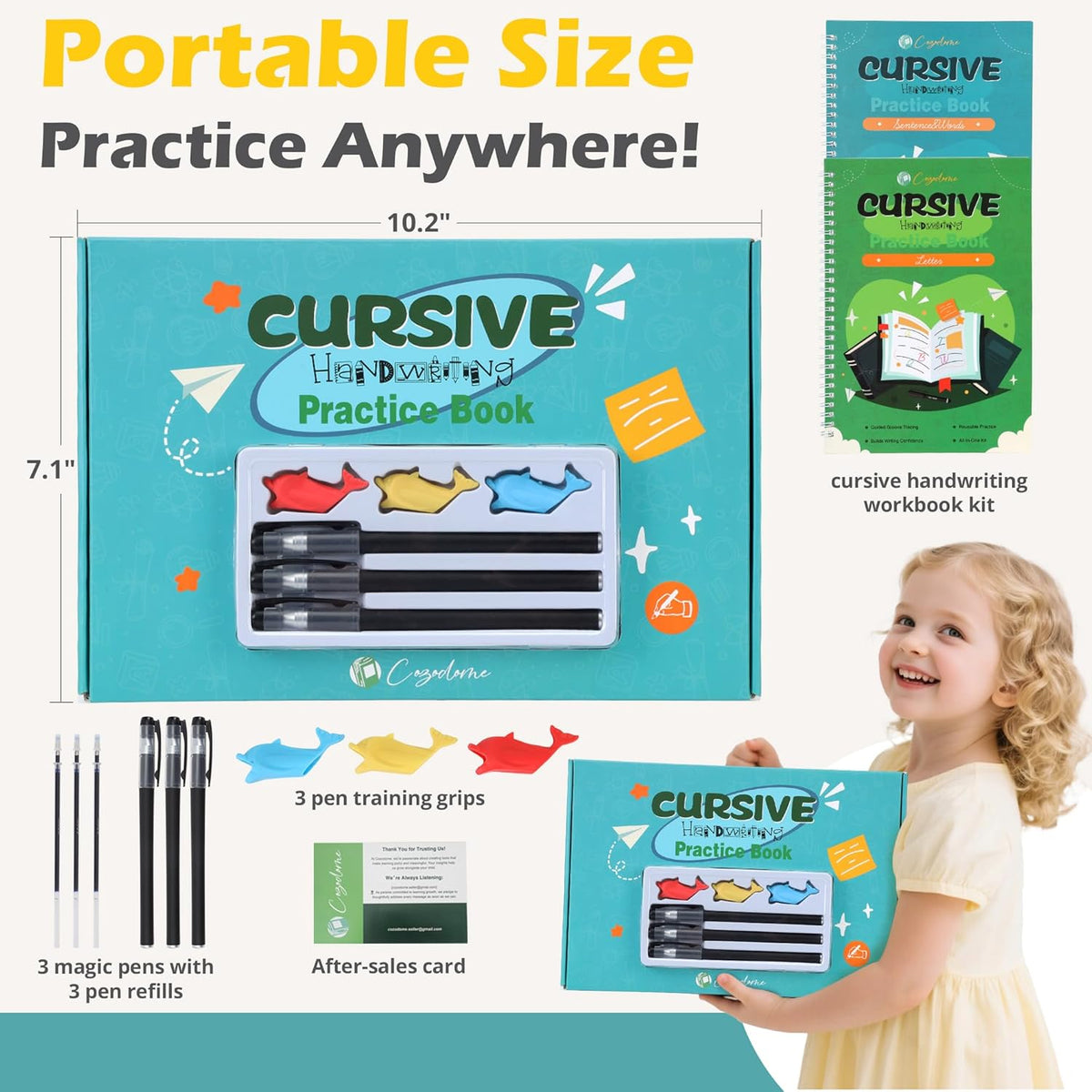 Grooved Cursive Handwriting Workbook for Kids-Reusable Magic Practice Book