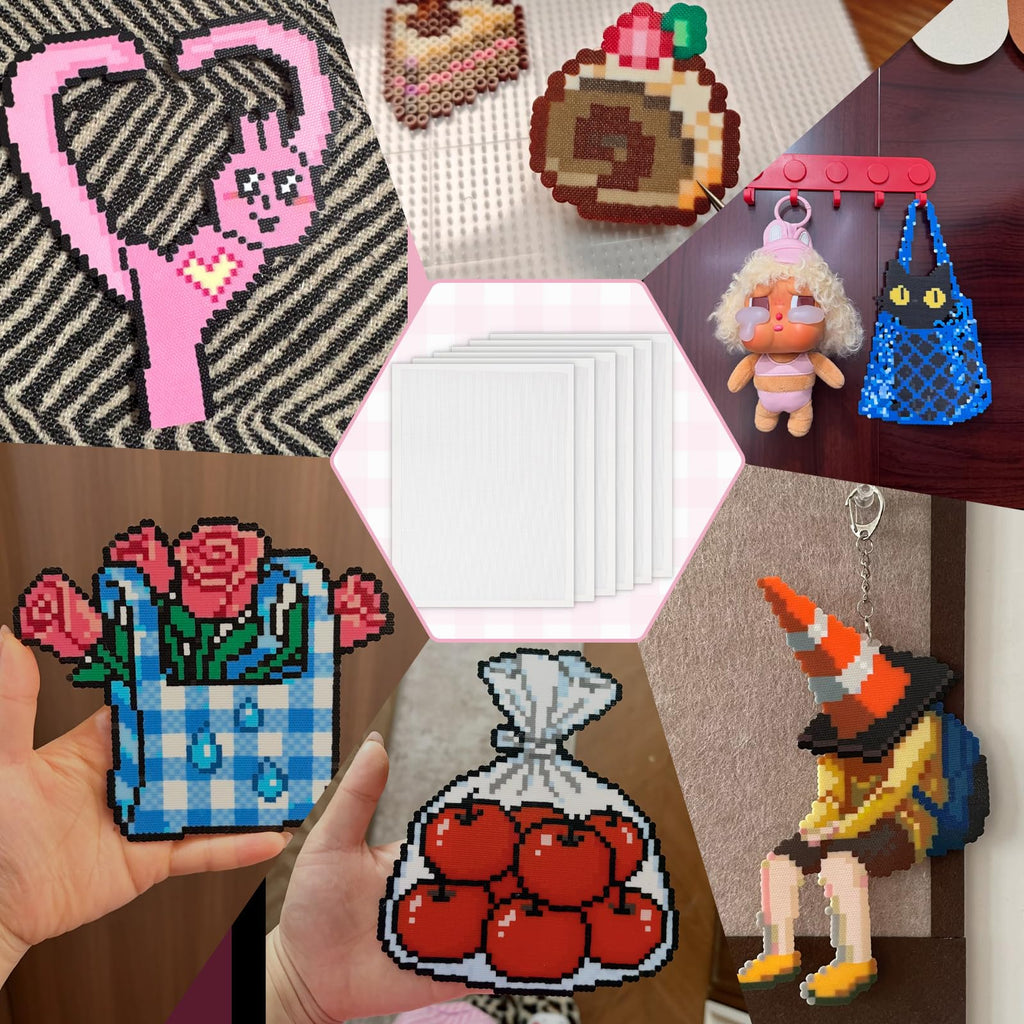 6 Pcs Fuse Beads Glitter Fabric Ironing Paper 7.87"x5.97"