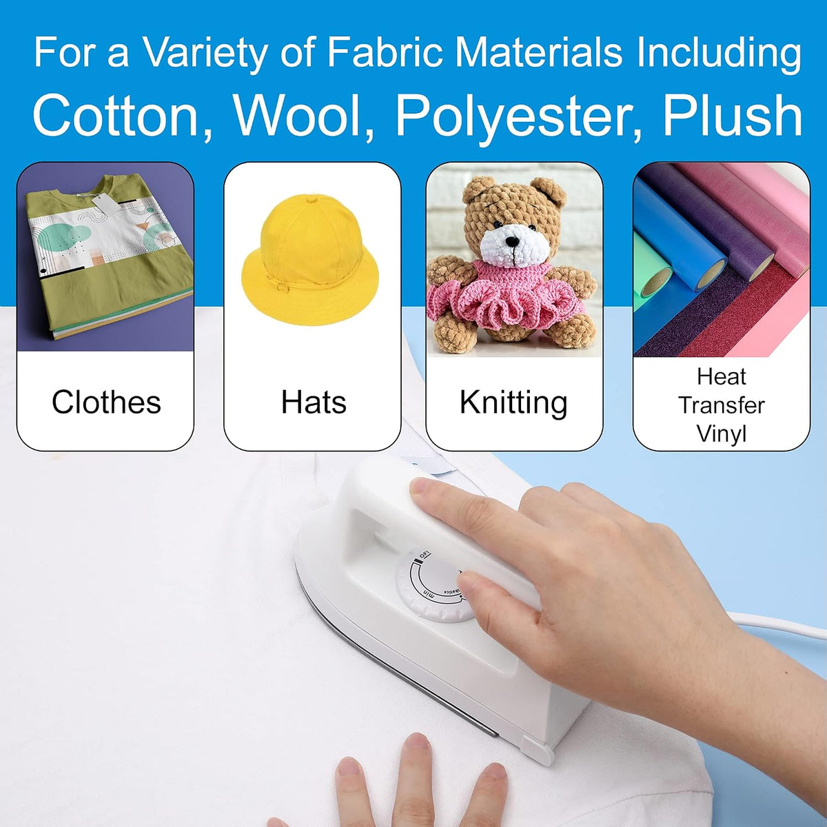 Mini Heat Press Machine - 6.6“ x 2.67” x 3.85“ Craft Iron for Perler Beads and DIY Vinyl Heat Transfer Shirts, Bags, and More - Perfect for Small and Narrow Areas